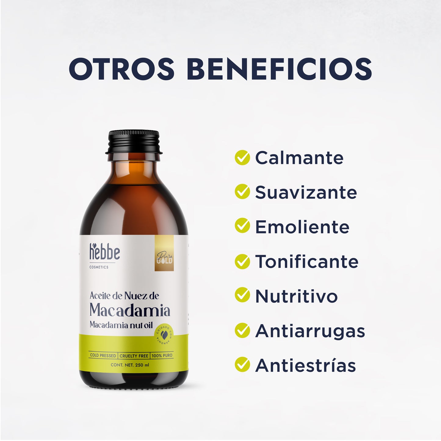 Aceite de Nuez de Macadamia | Facial y Capilar | Antiedad, Reparador Capilar y Súper Hidratante