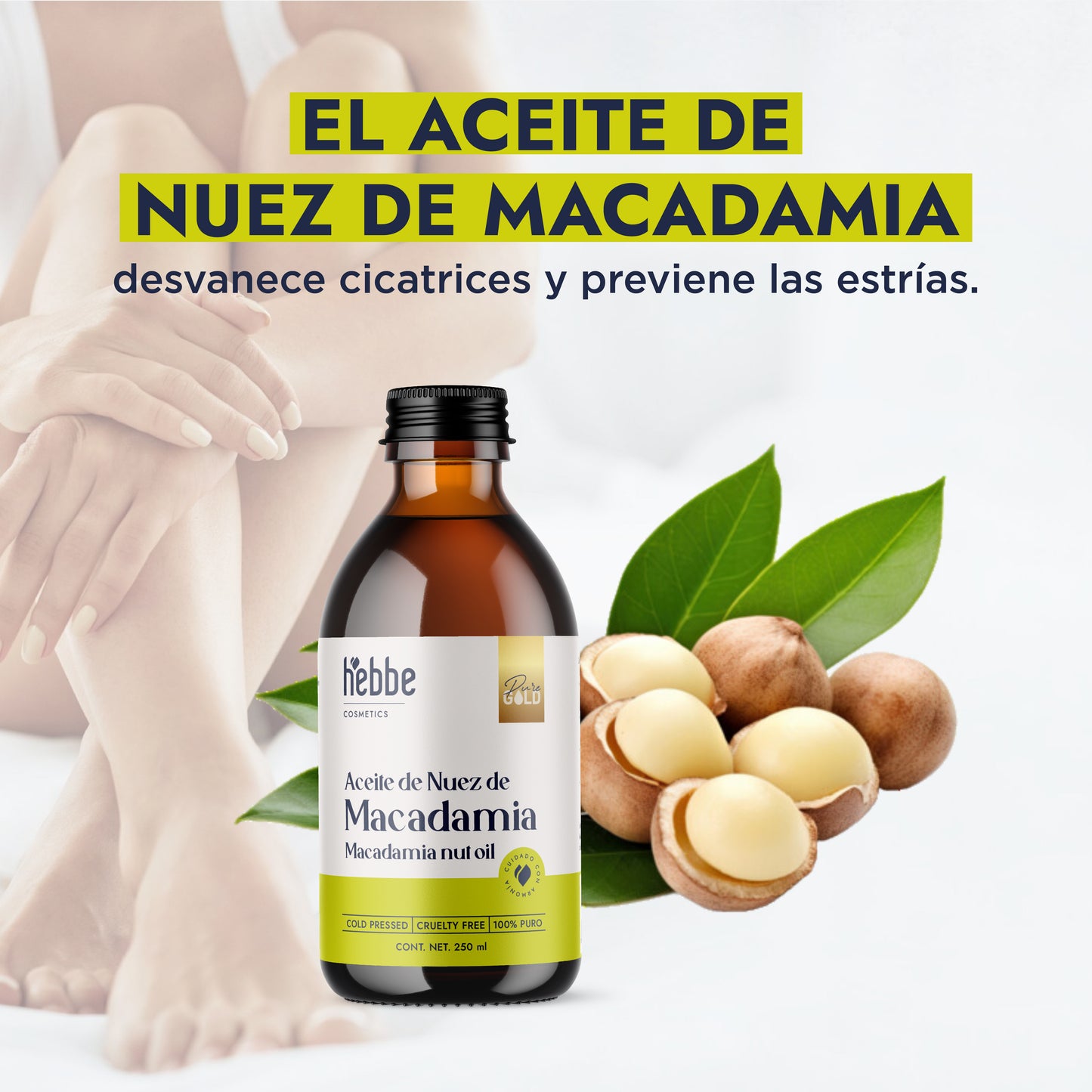 Aceite de Nuez de Macadamia | Facial y Capilar | Antiedad, Reparador Capilar y Súper Hidratante