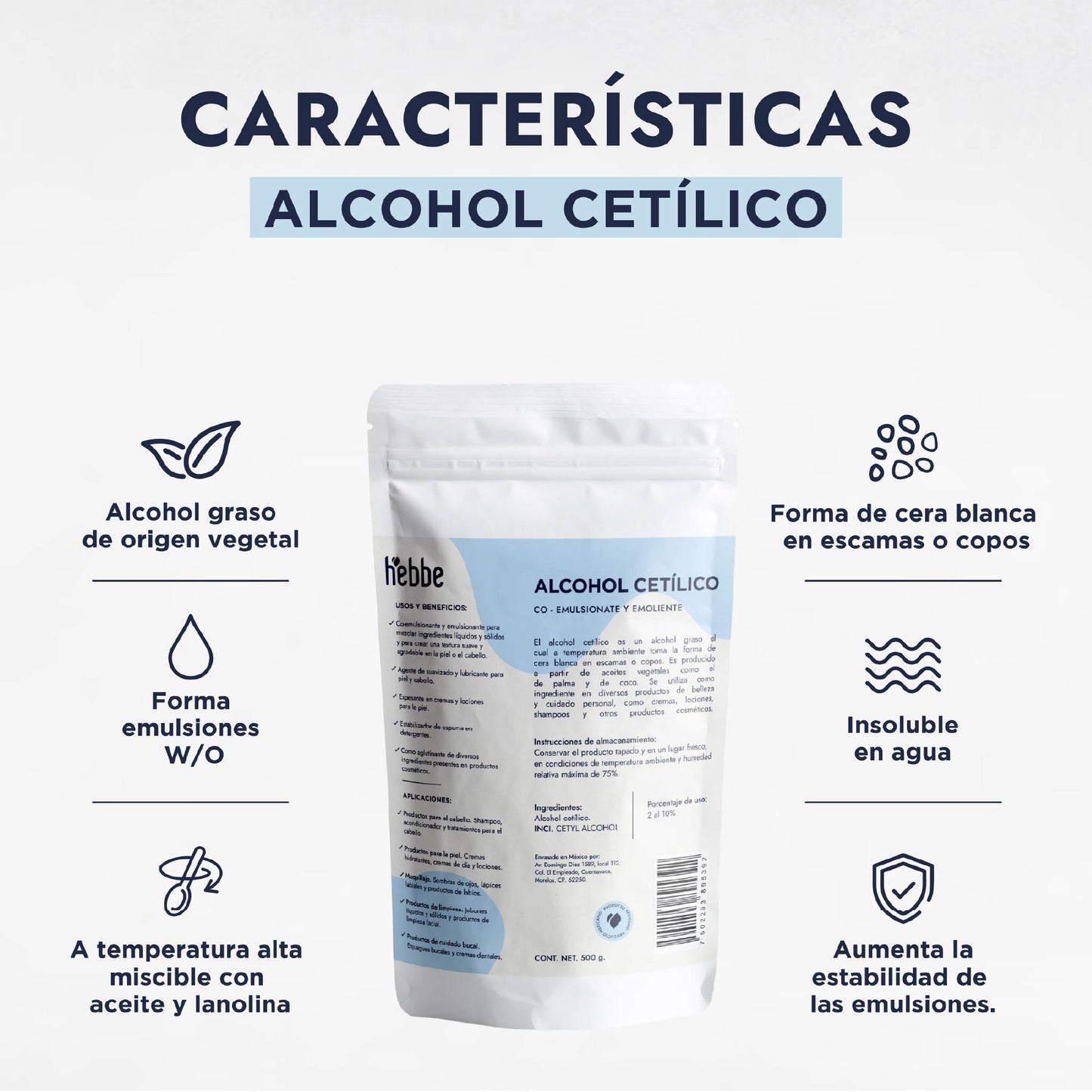Alcohol Cetílico | Co-emulsionante | Agente de Consistencia, Espesante, Emoliente y Acondicionador