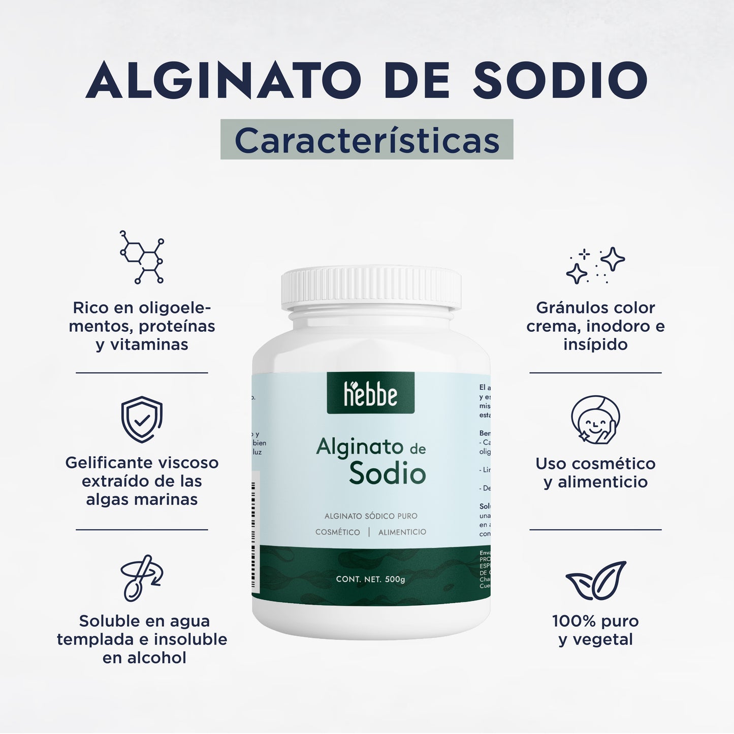 Alginato de Sodio | Facial y Corporal | Gelificante, Filmógeno y Agente Tensor