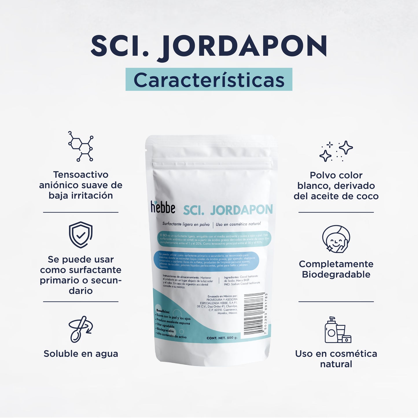 Jordapon (SCI) | Tensioactivo de Cosmética Sólida | Limpiador Sulfate-Free y Espuma Cremosa