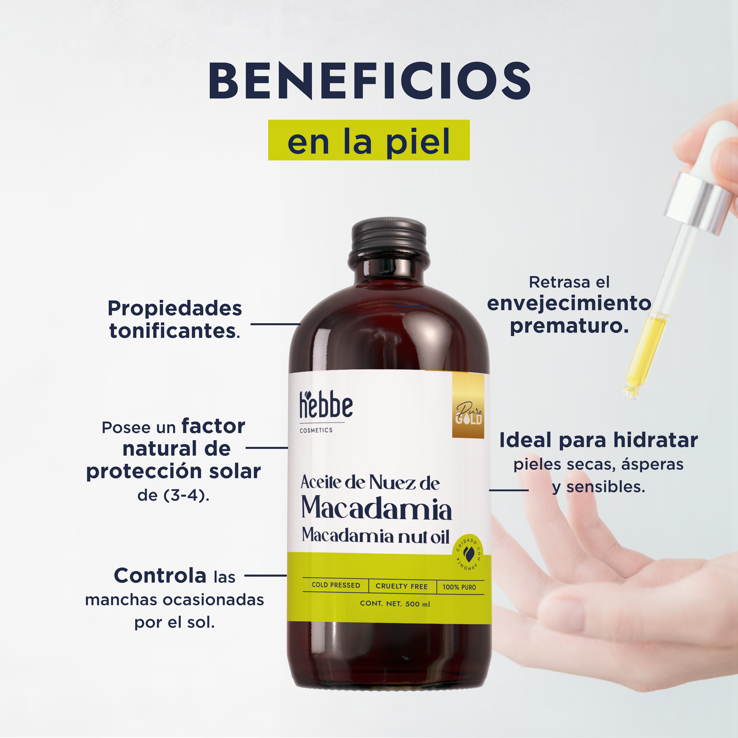 Aceite de Nuez de Macadamia | Facial y Capilar | Antiedad, Reparador Capilar y Súper Hidratante