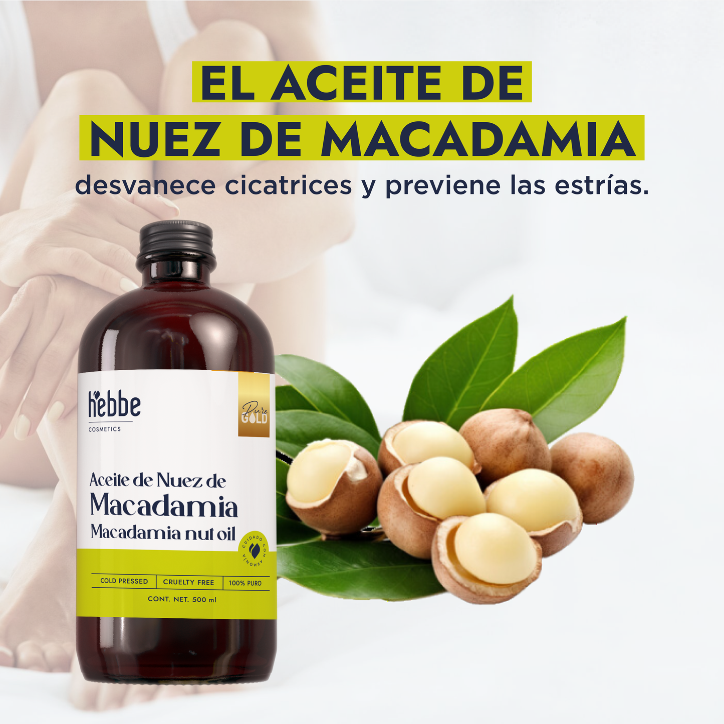 Aceite de Nuez de Macadamia | Facial y Capilar | Antiedad, Reparador Capilar y Súper Hidratante