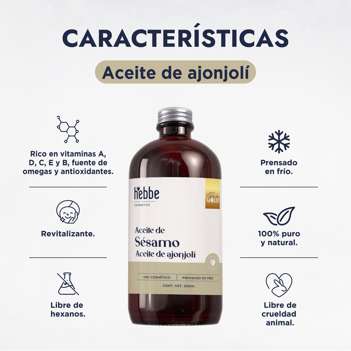 Aceite de Sésamo Ajonjolí Virgen | Facial Capilar y Corporal | Antiedad, Hidratante y Protector Capilar