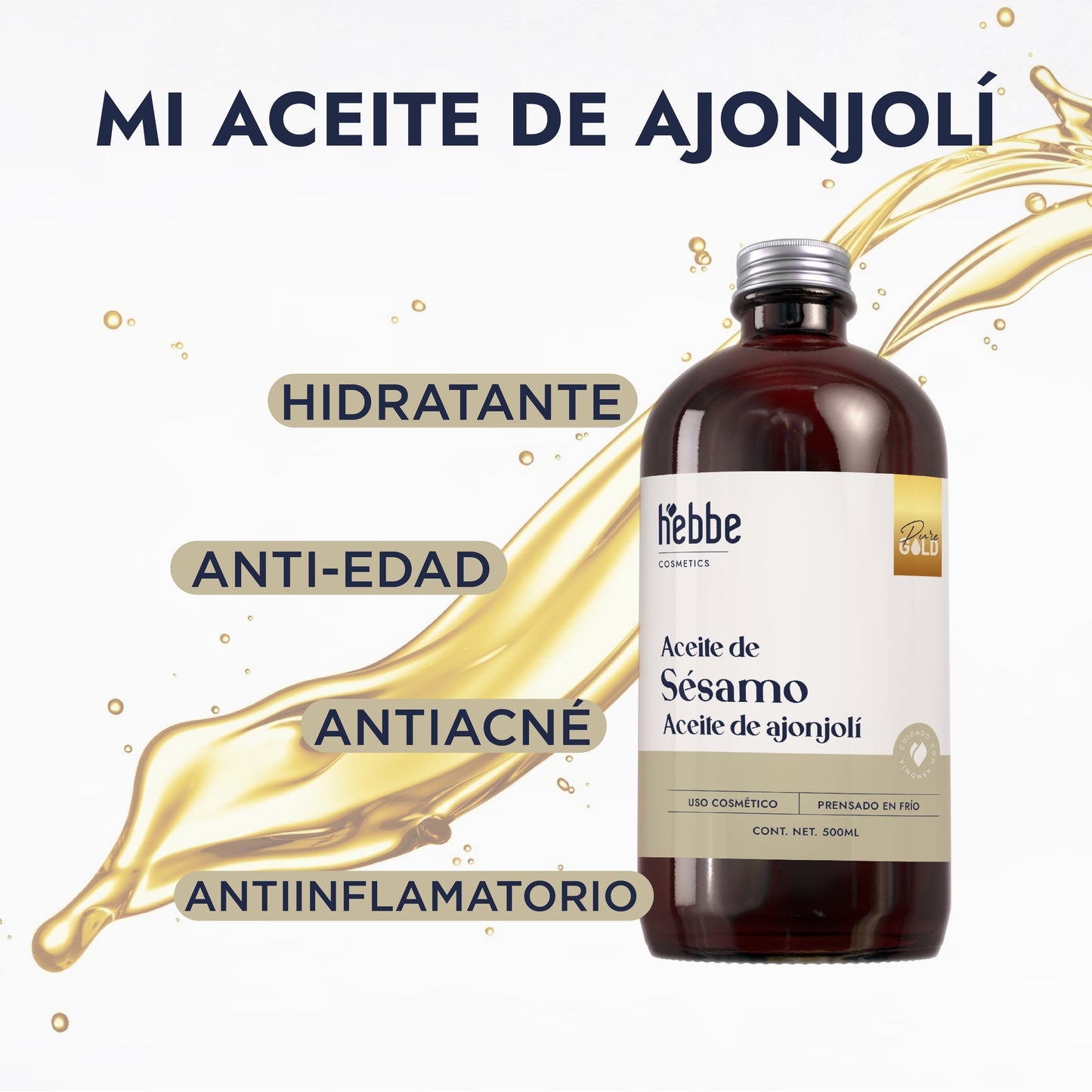 Aceite de Sésamo Ajonjolí Virgen | Facial Capilar y Corporal | Antiedad, Hidratante y Protector Capilar