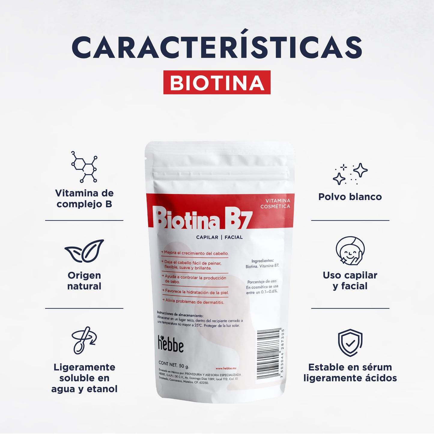 Biotina (B7) | Facial, Capilar y Uñas | Fortalecedor de Queratina y Crecimiento Capilar