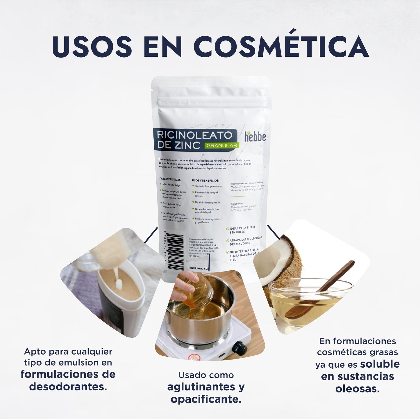 Ricinoleato de Zinc | Agente Desodorante Natural | Neutralizador Molecular de Olores