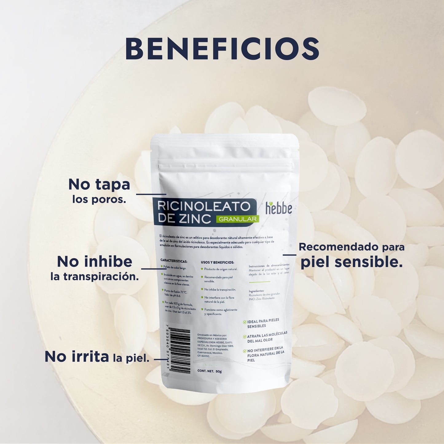 Ricinoleato de Zinc | Agente Desodorante Natural | Neutralizador Molecular de Olores