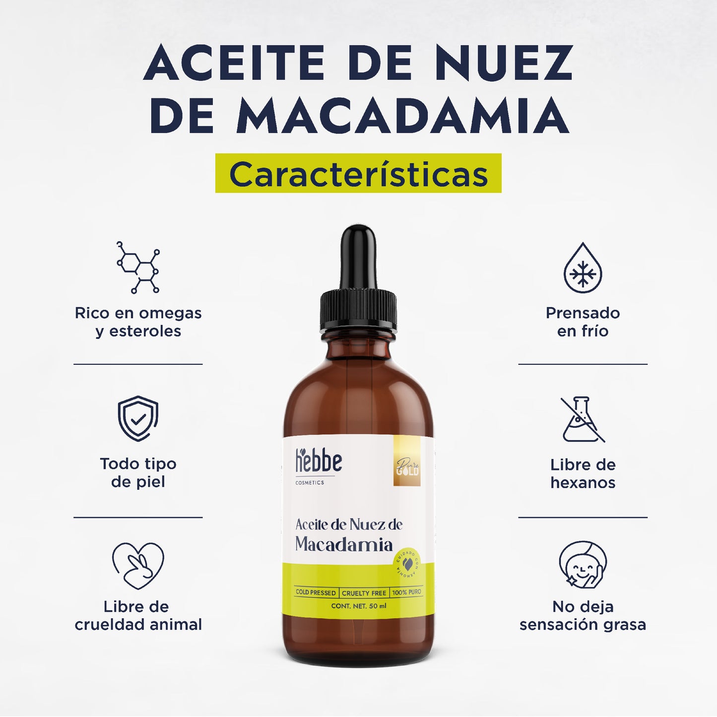 Aceite de Nuez de Macadamia | Facial y Capilar | Antiedad, Reparador Capilar y Súper Hidratante