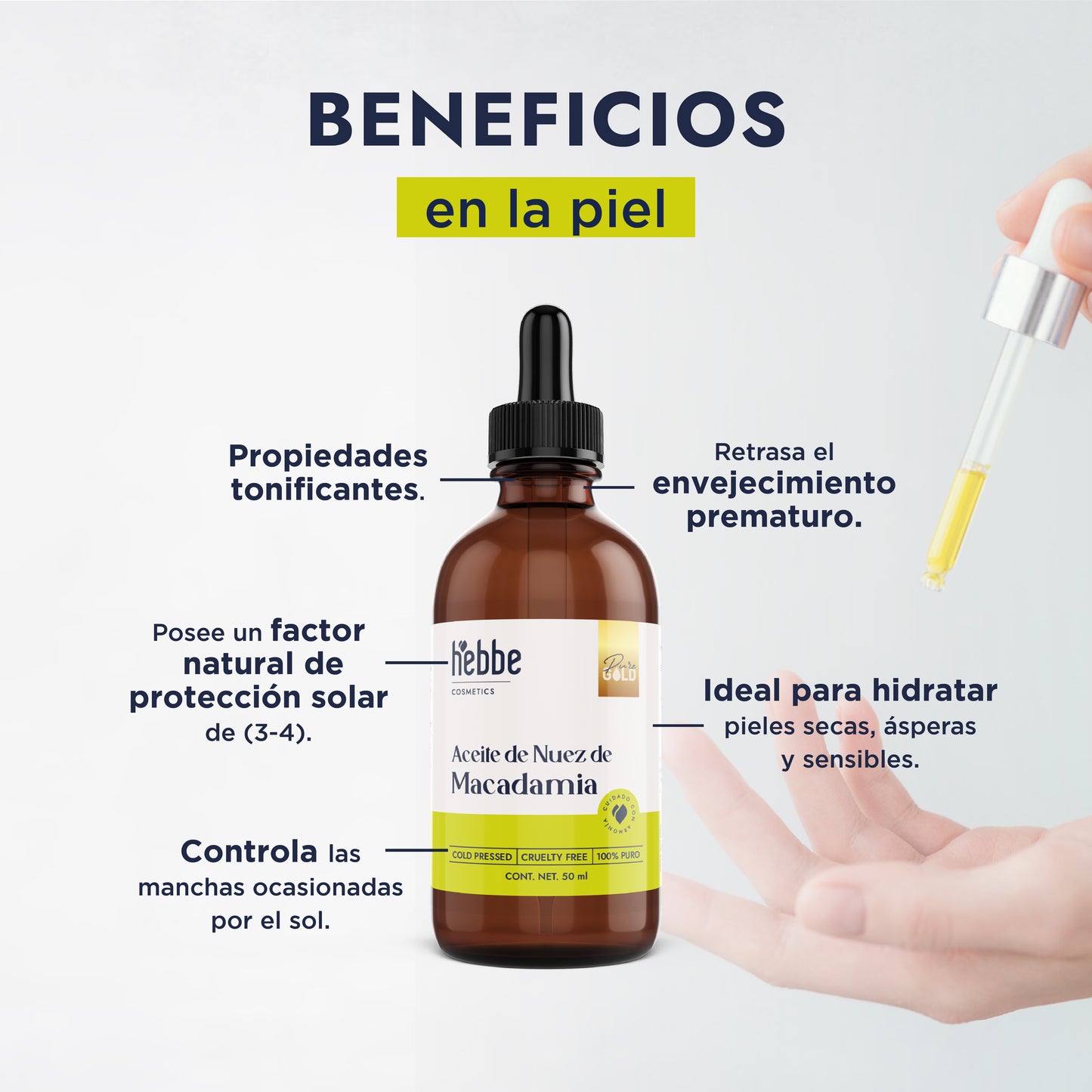 Aceite de Nuez de Macadamia | Facial y Capilar | Antiedad, Reparador Capilar y Súper Hidratante