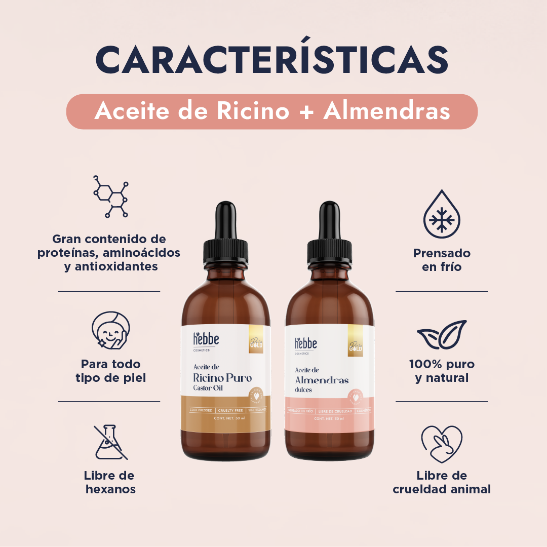 Aceite de Ricino y Almendras | Kit nutritivo facial | Nutrición Profunda, Crecimiento y Hidratación