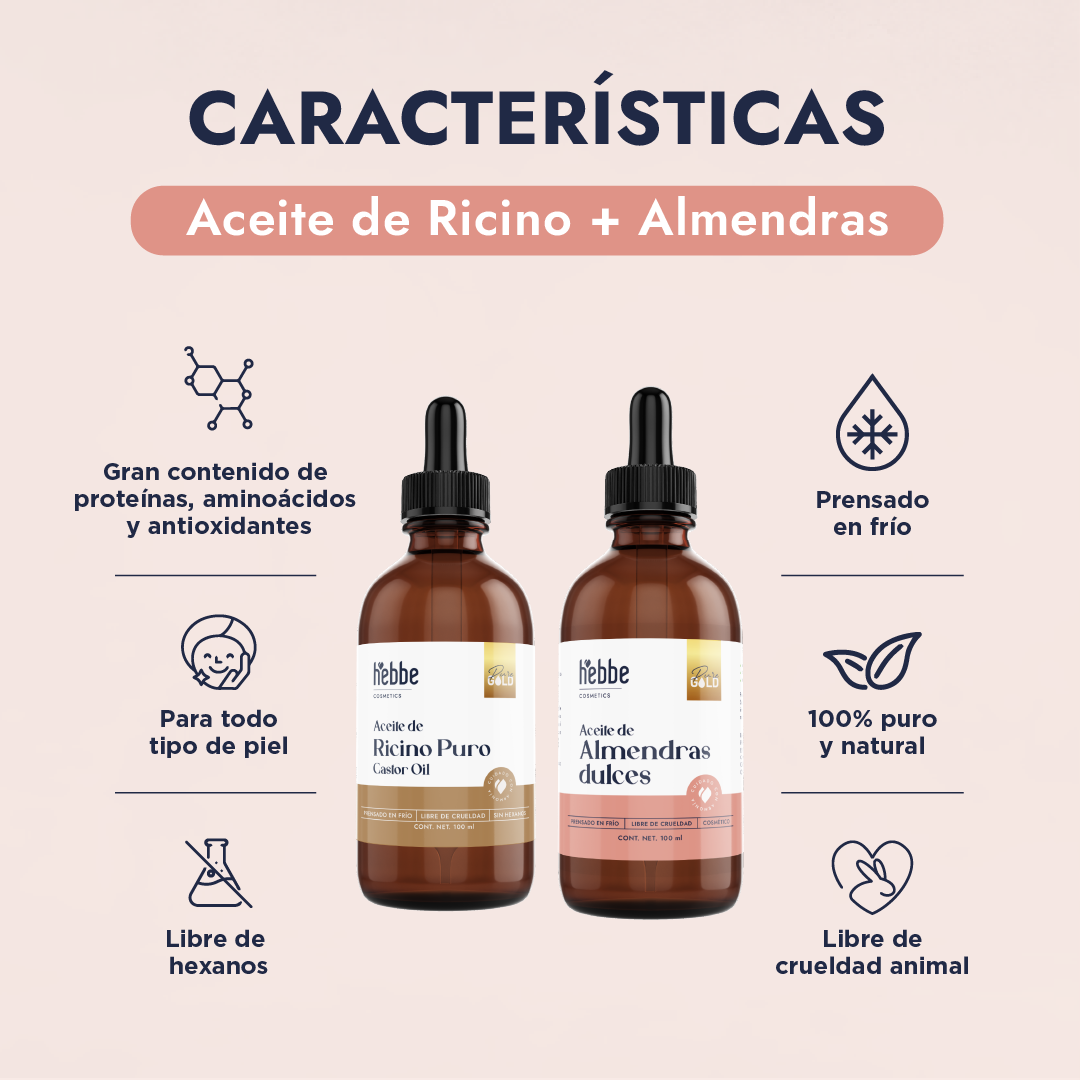 Aceite de Ricino y Almendras | Kit nutritivo facial | Nutrición Profunda, Crecimiento y Hidratación