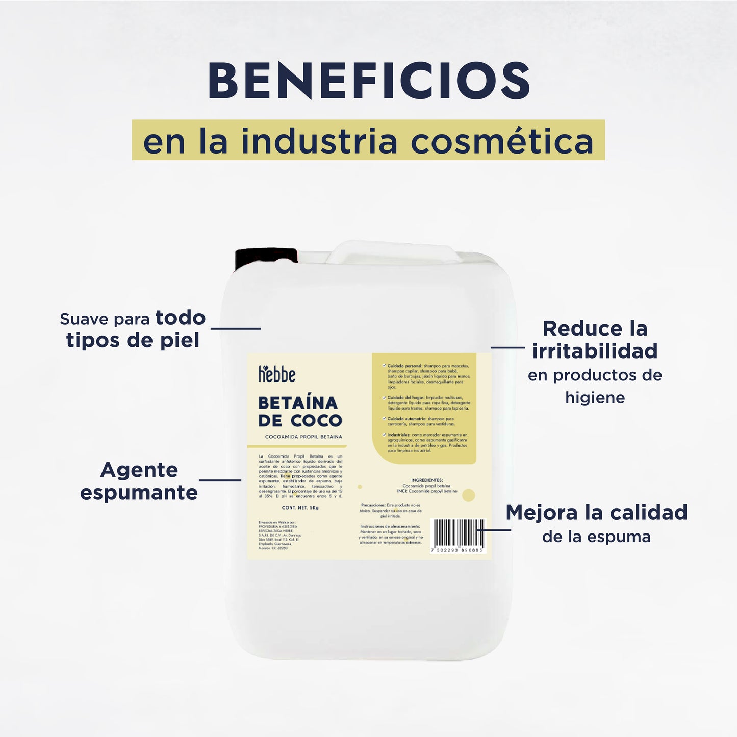 Betaína de Coco | Co-Tensioactivo y Potenciador de Espuma | Suavidad Derivada del Coco