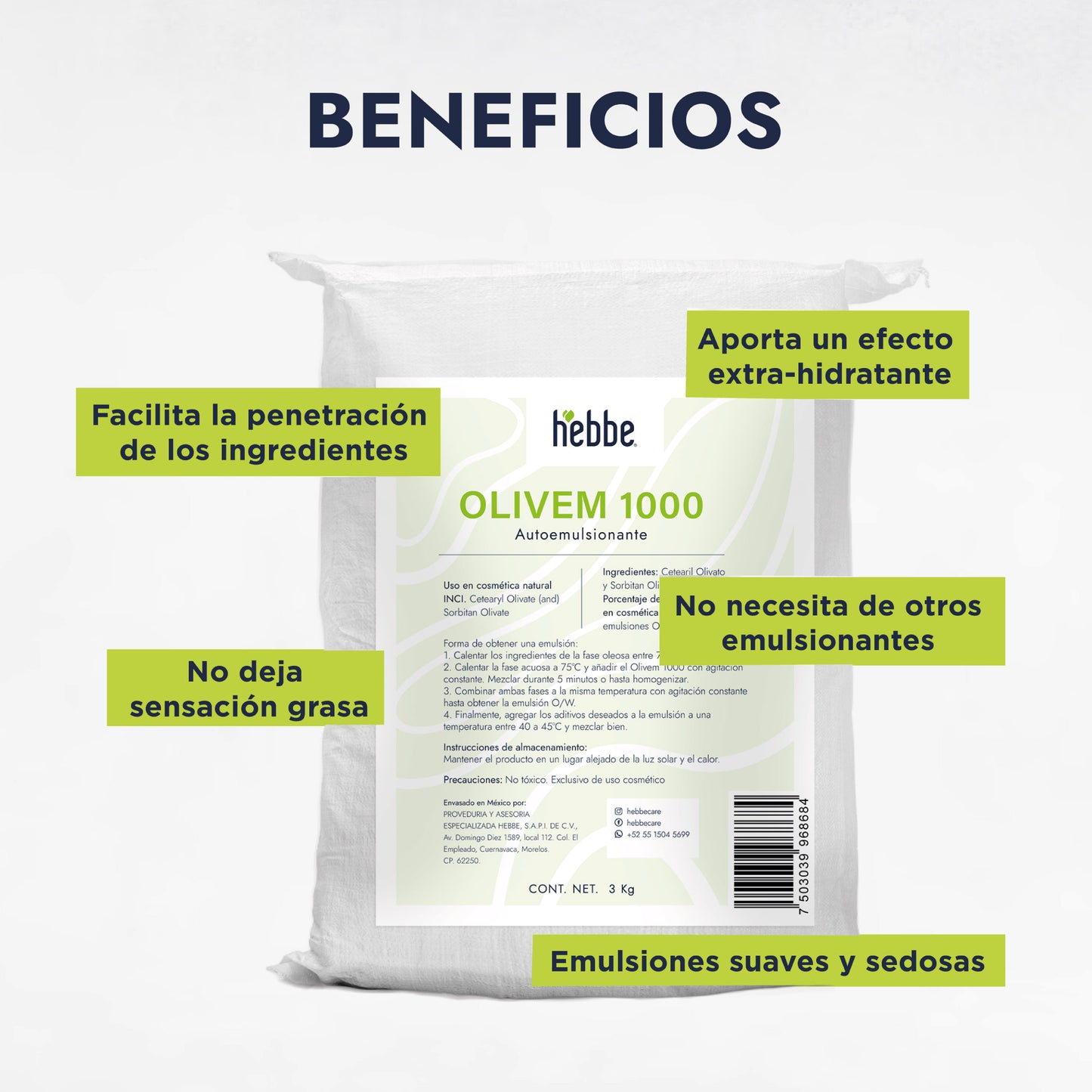 Olivem 1000 | Auto-emulsionante No Iónico O/W | Base de Cristal Líquido Biomimética y Activo Hidratante