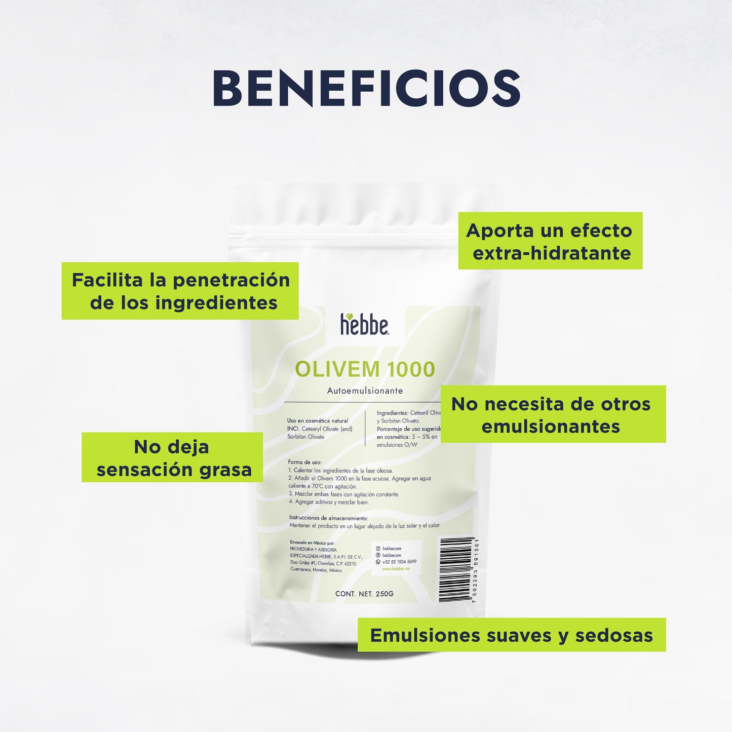 Olivem 1000 | Auto-emulsionante No Iónico O/W | Base de Cristal Líquido Biomimética y Activo Hidratante