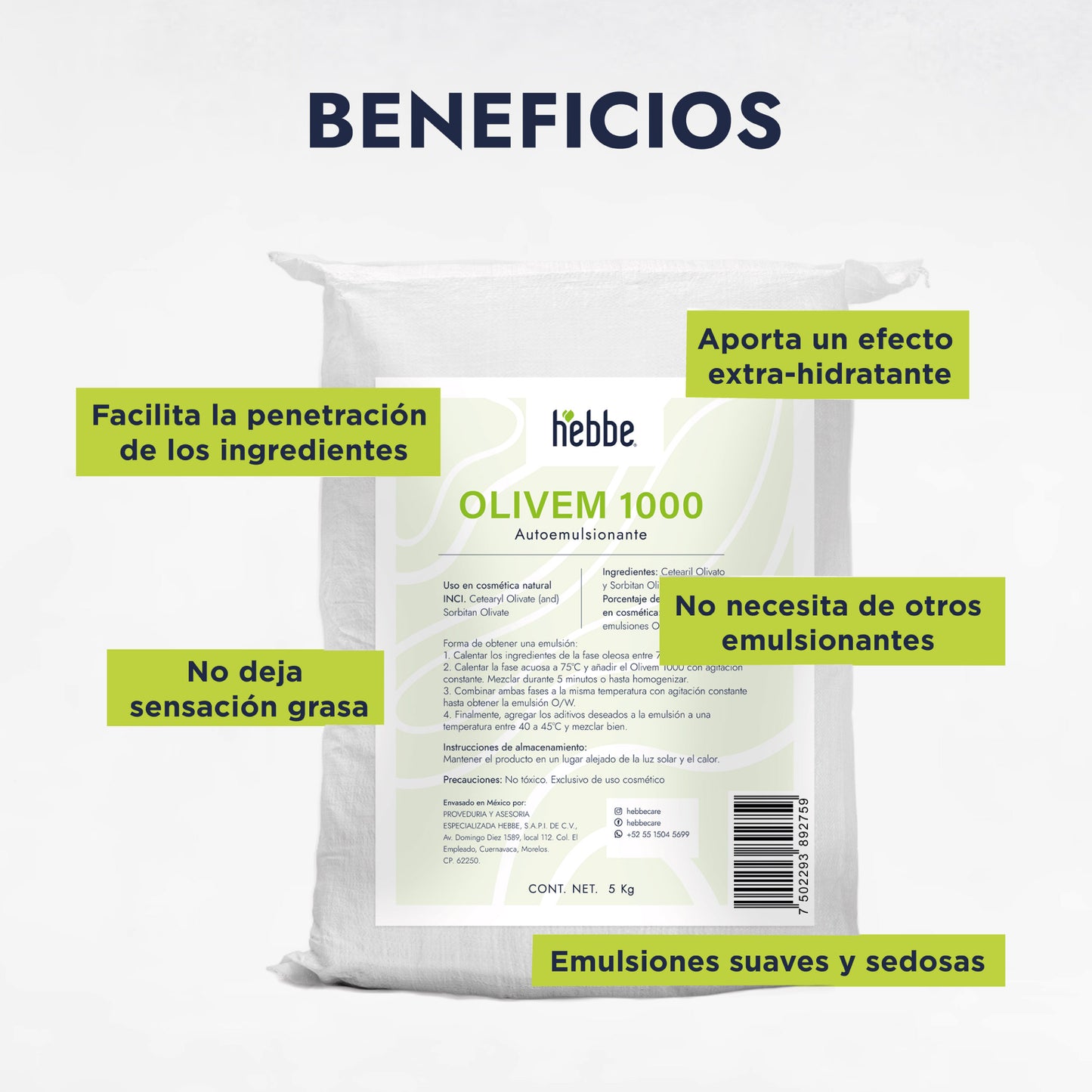 Olivem 1000 | Auto-emulsionante No Iónico O/W | Base de Cristal Líquido Biomimética y Activo Hidratante