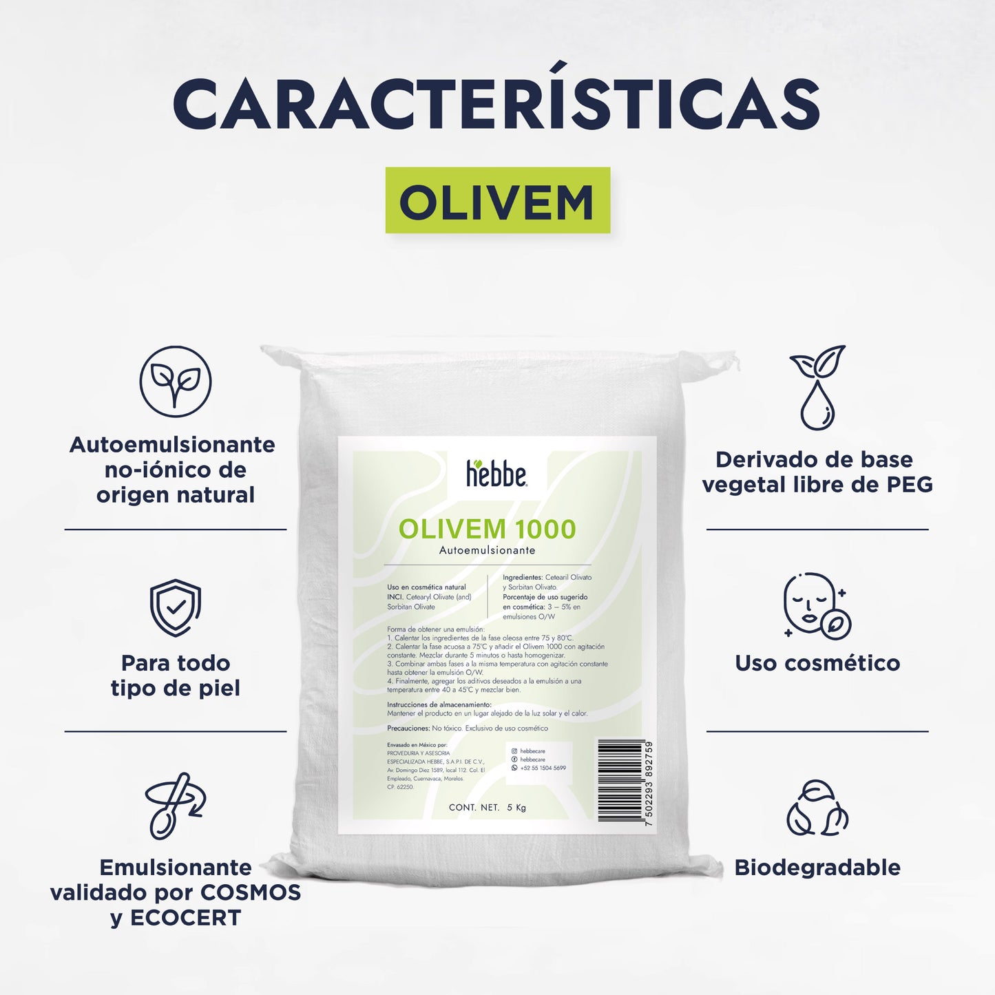 Olivem 1000 | Auto-emulsionante No Iónico O/W | Base de Cristal Líquido Biomimética y Activo Hidratante