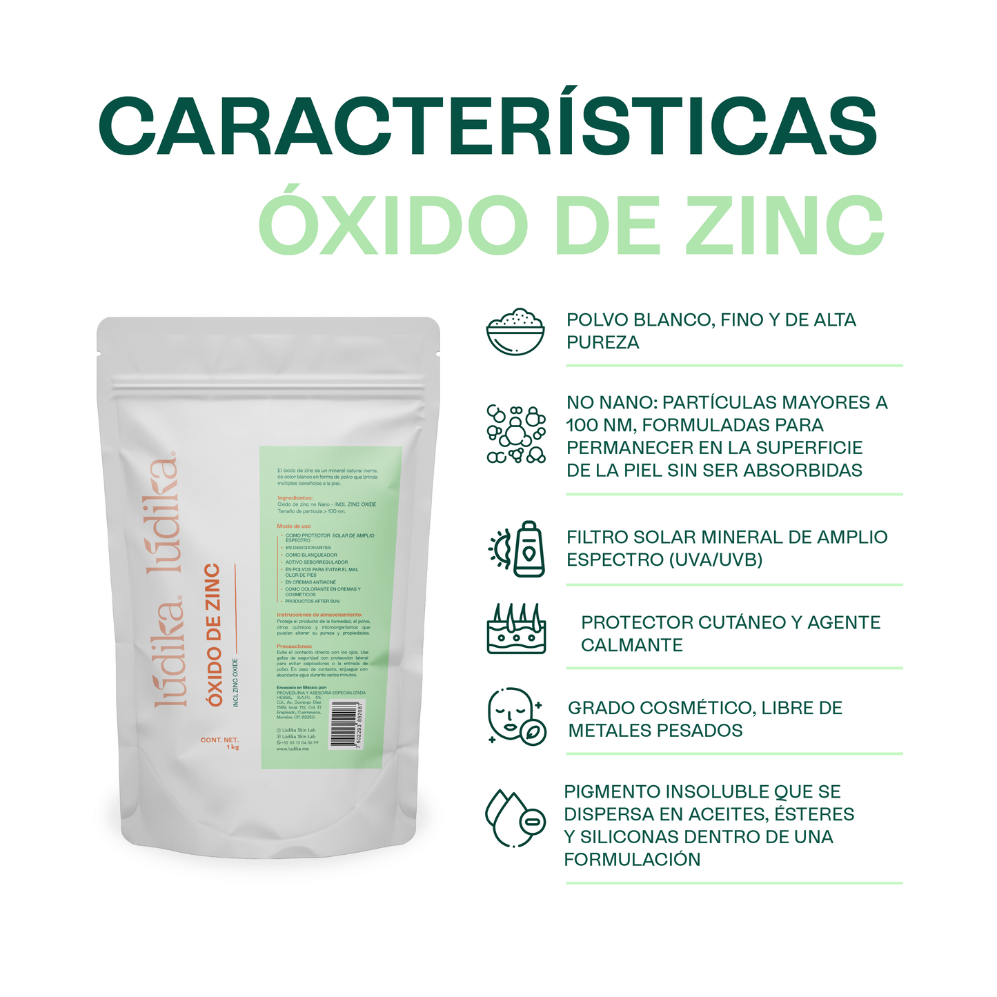 Óxido de Zinc No-Nano | Filtro Solar Físico UVA/UVB | Protector Cutáneo Calmante