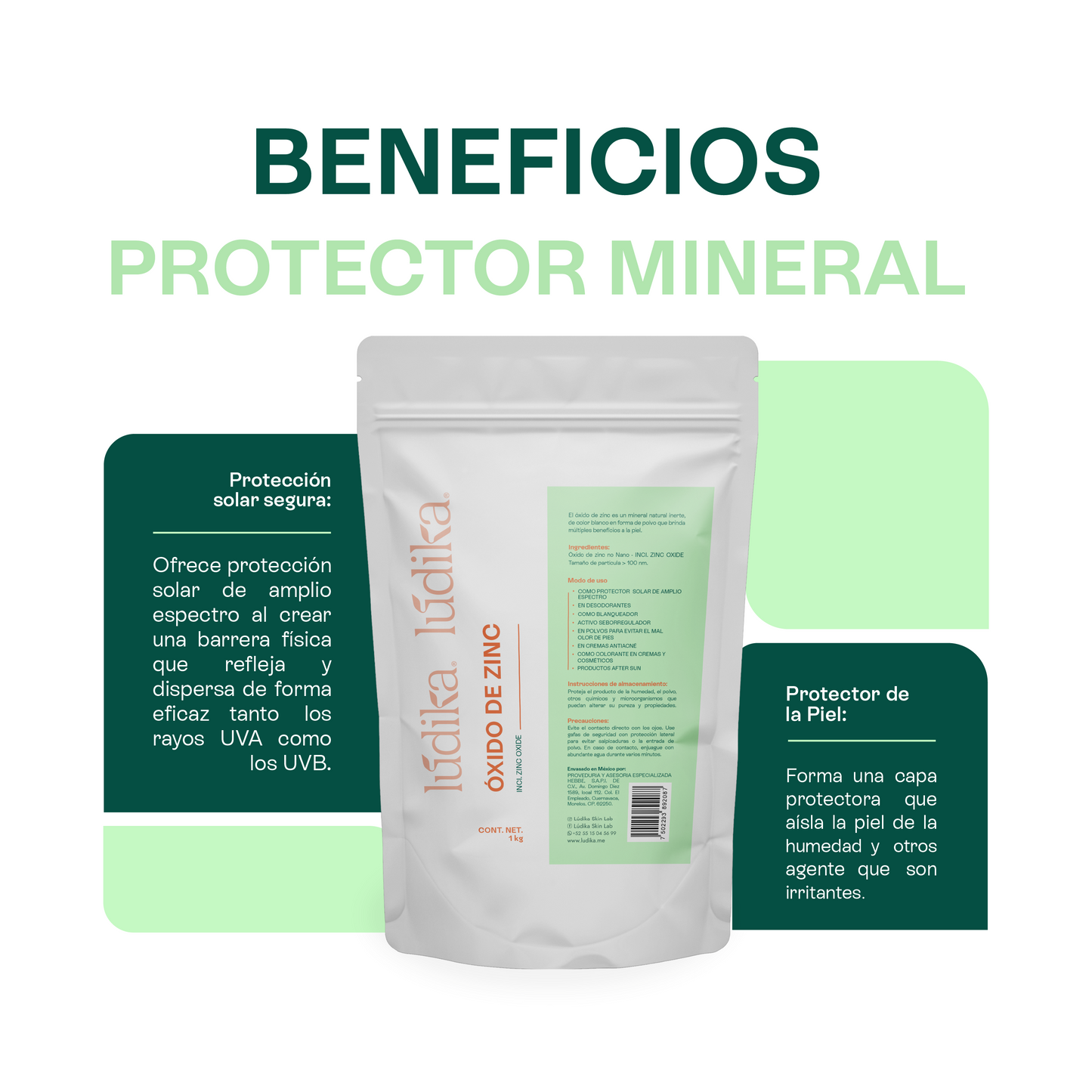 Óxido de Zinc No-Nano | Filtro Solar Físico UVA/UVB | Protector Cutáneo Calmante