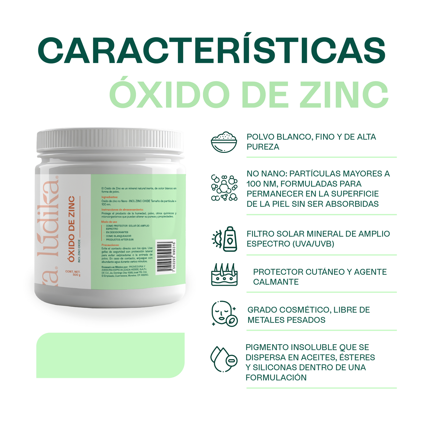 Óxido de Zinc No-Nano | Filtro Solar Físico UVA/UVB | Protector Cutáneo Calmante