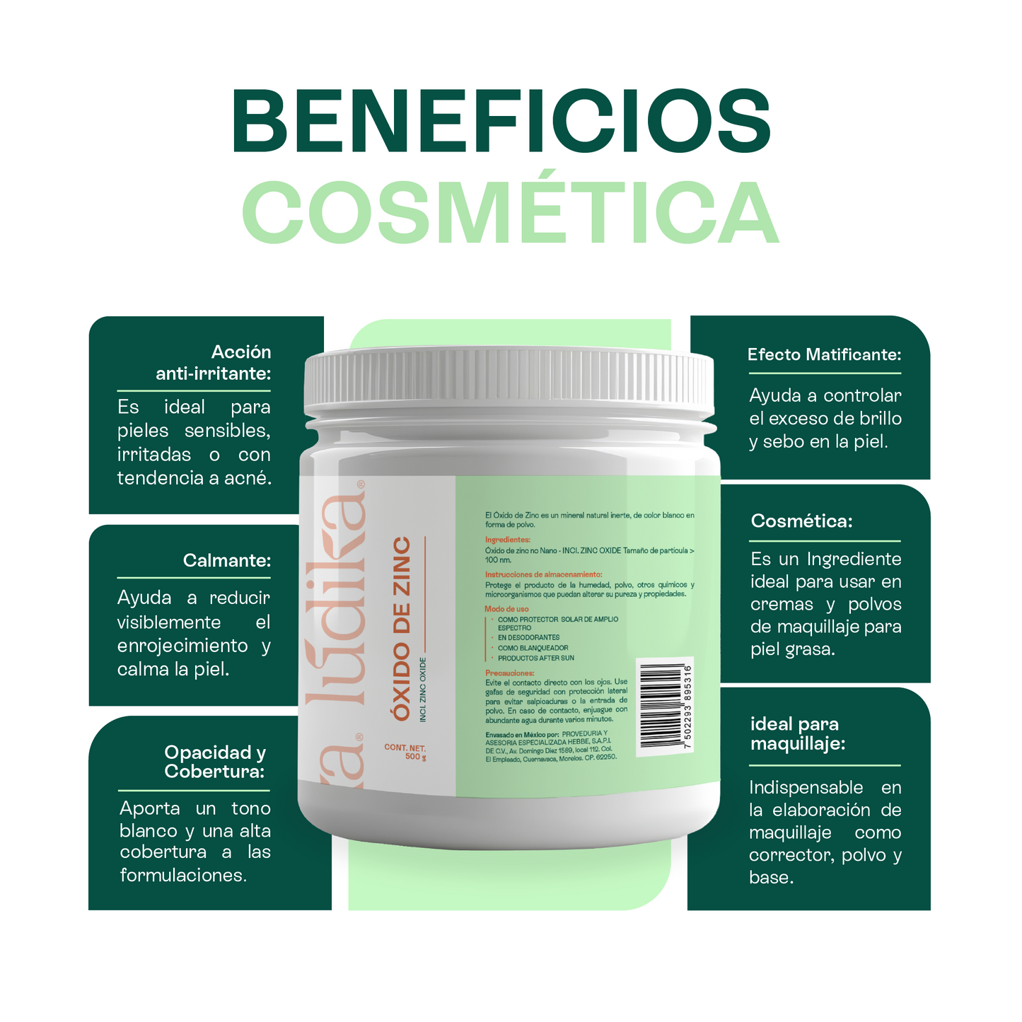 Óxido de Zinc No-Nano | Filtro Solar Físico UVA/UVB | Protector Cutáneo Calmante