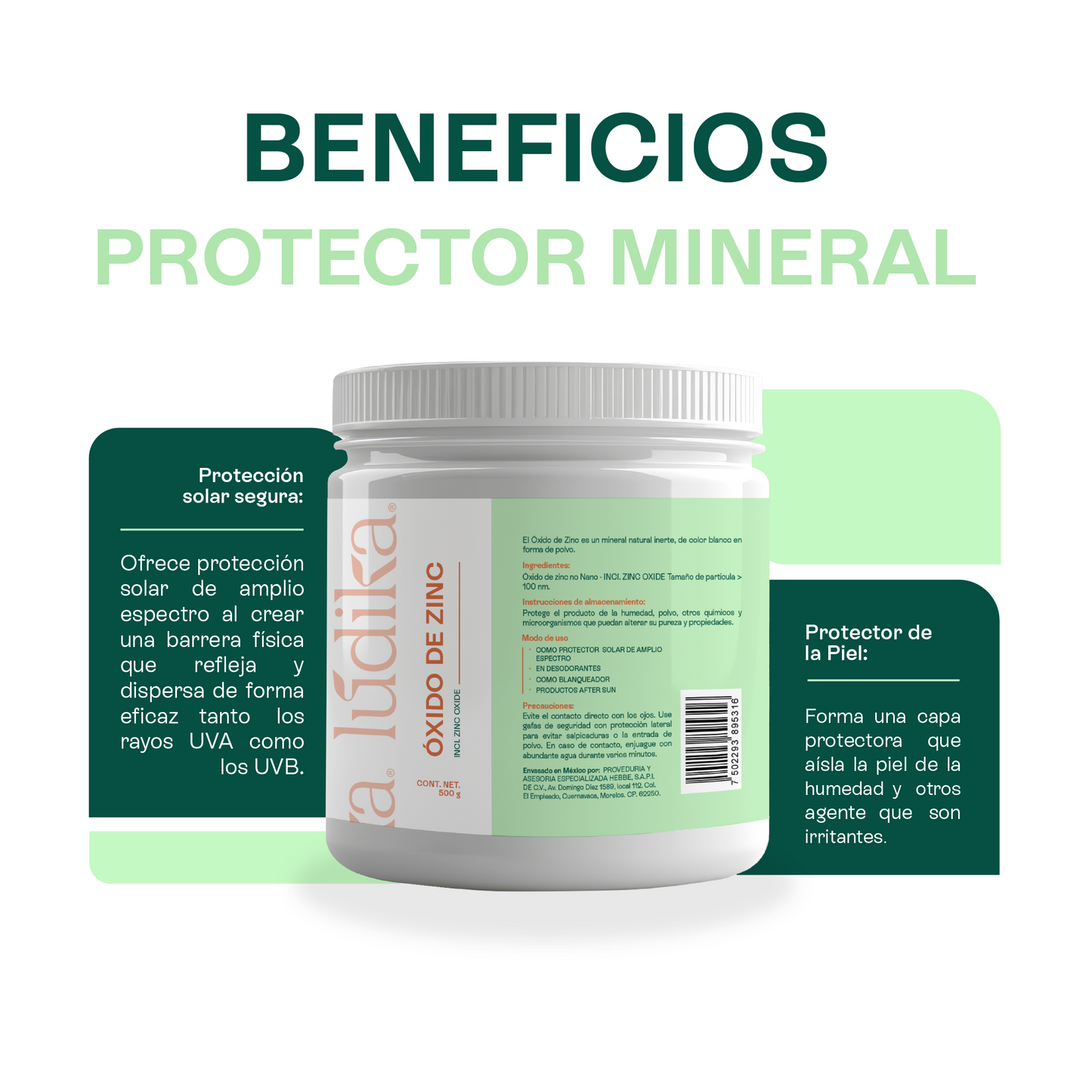 Óxido de Zinc No-Nano | Filtro Solar Físico UVA/UVB | Protector Cutáneo Calmante
