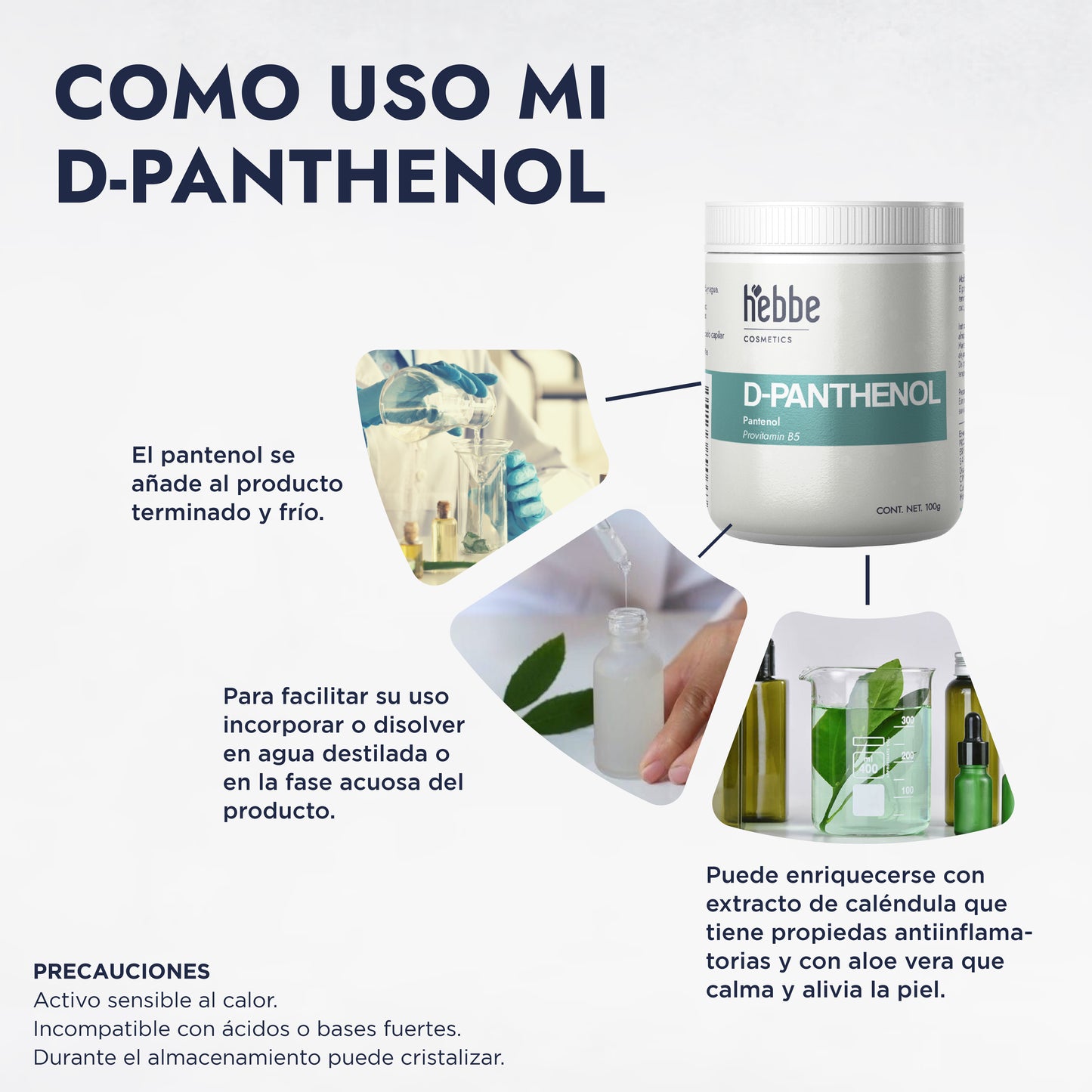 D – Pantenol (Pro-Vitamina B5) | Facial, Corporal, Capilar | Hidratante, Calmante y Cicatrizante