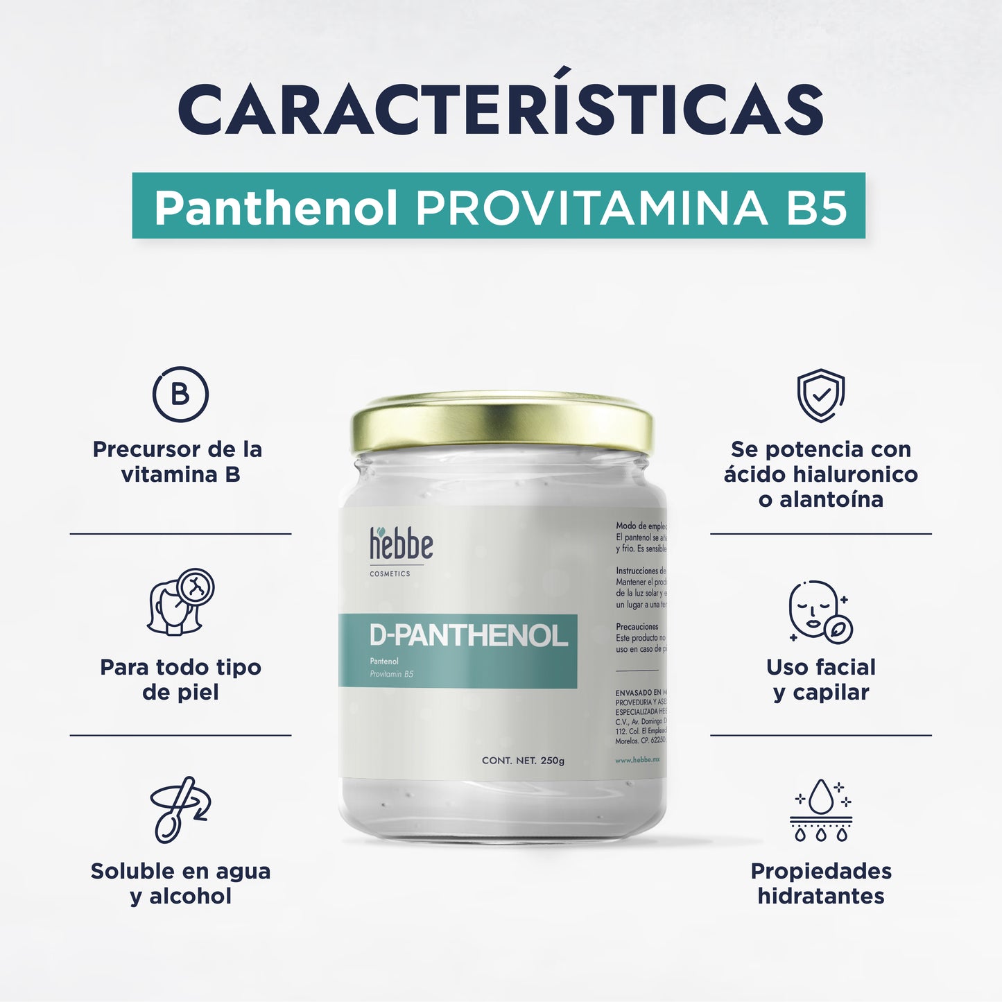 D – Pantenol (Pro-Vitamina B5) | Facial, Corporal, Capilar | Hidratante, Calmante y Cicatrizante