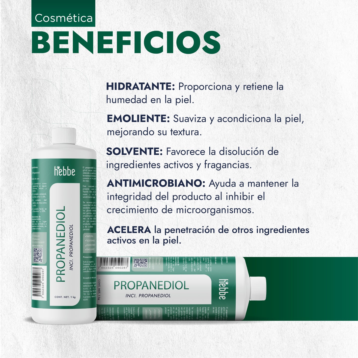 Propanediol Natural | Facial, Capilar y Corporal | Solvente, Humectante y Potenciador Sensorial