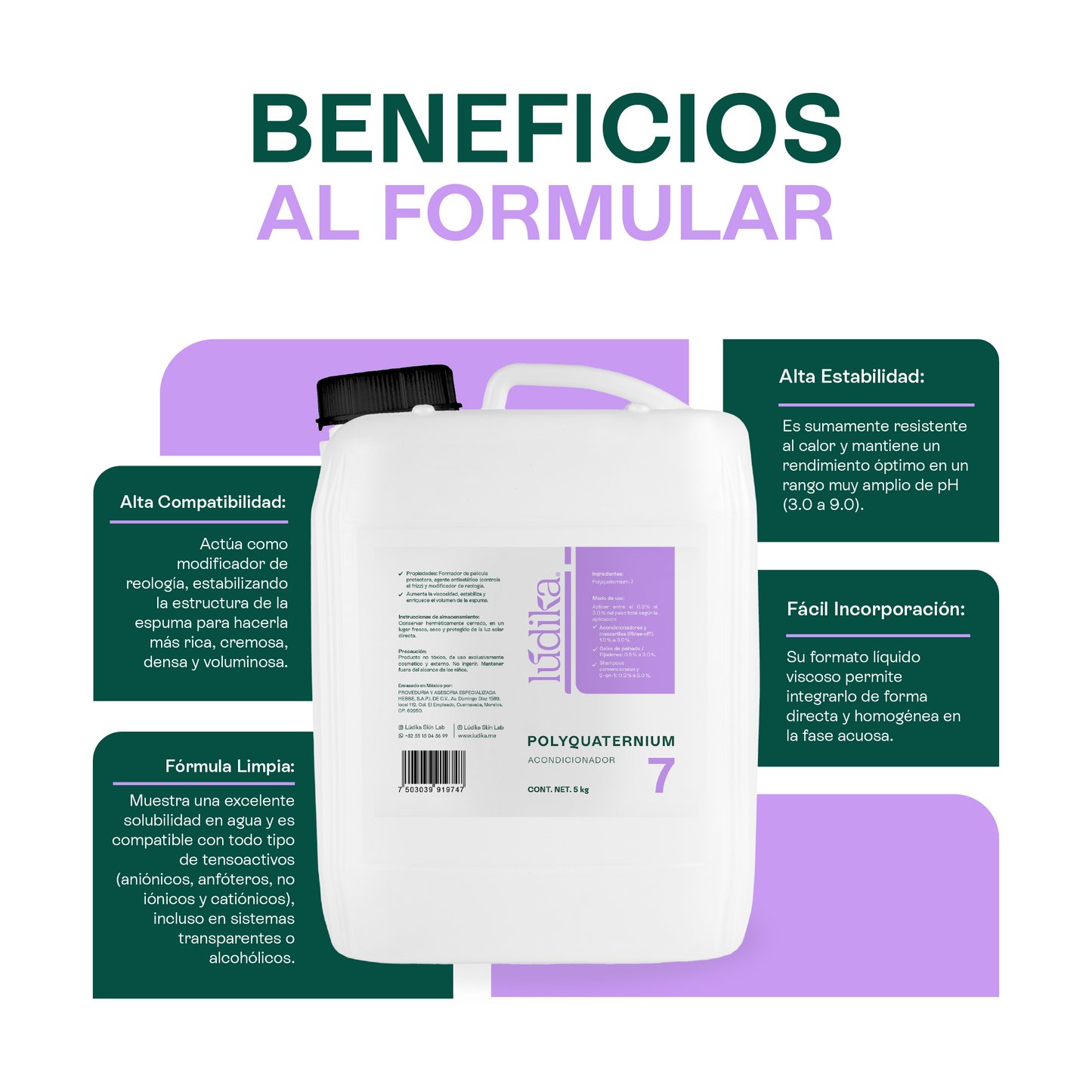 Polyquaternium-7 | Polímero Acondicionador Catiónico | Suavidad, Desenredo y Anti-Frizz