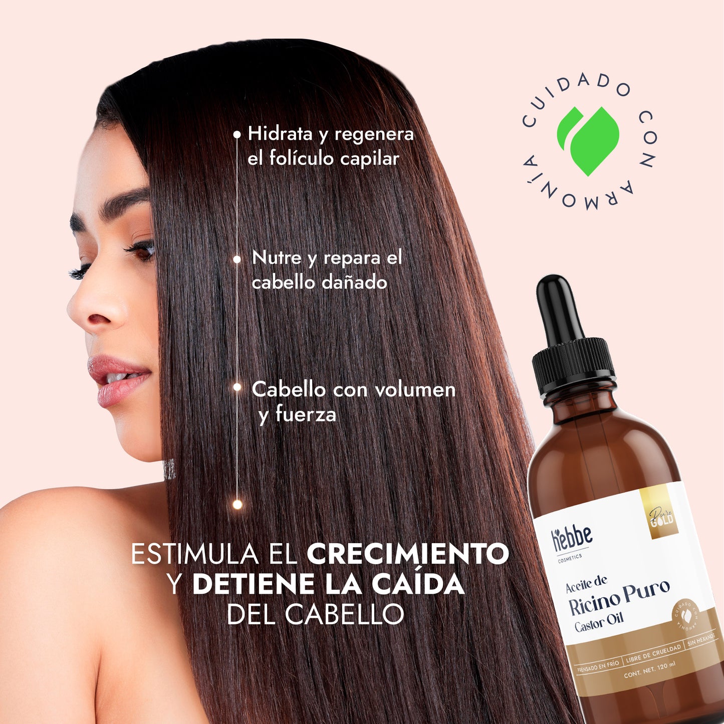Aceite de Ricino Castor Oil Puro Orgánico | Cejas, Pestañas y Cabello | Hidratante, Antiinflamatorio y Estimulante Capilar