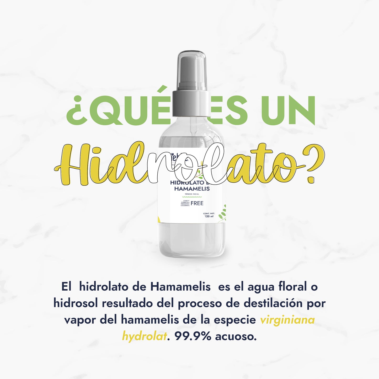 Hidrolato de Hamamelis | Facial y Corporal | Astringente, Purificante y Calmante