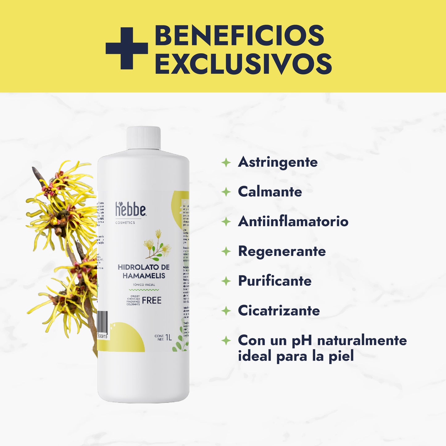 Hidrolato de Hamamelis | Facial y Corporal | Astringente, Purificante y Calmante