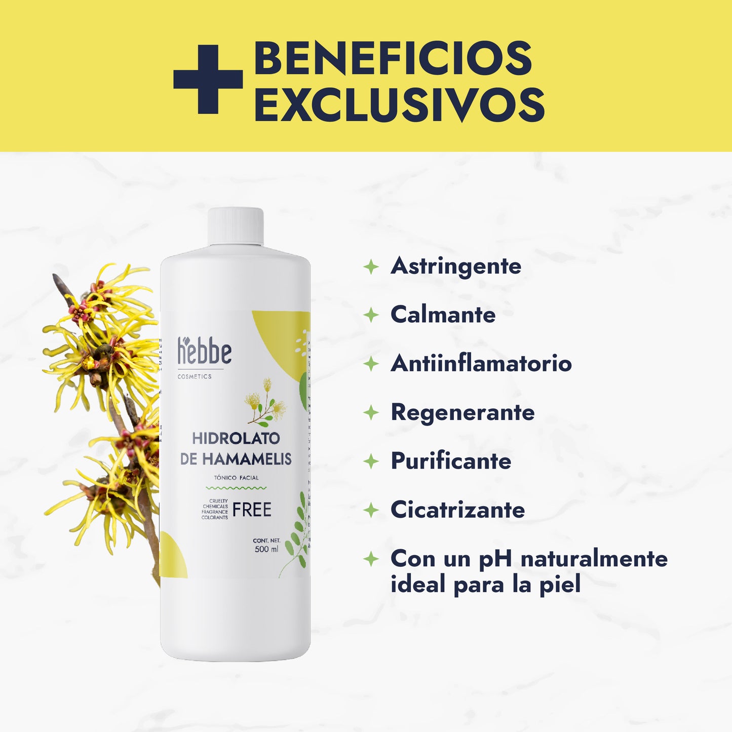 Hidrolato de Hamamelis | Facial y Corporal | Astringente, Purificante y Calmante