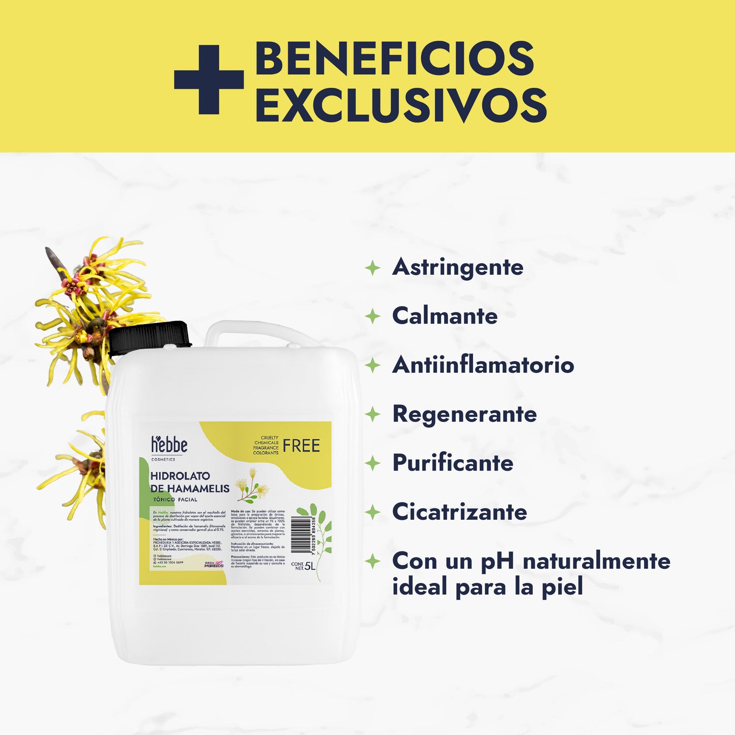 Hidrolato de Hamamelis | Facial y Corporal | Astringente, Purificante y Calmante