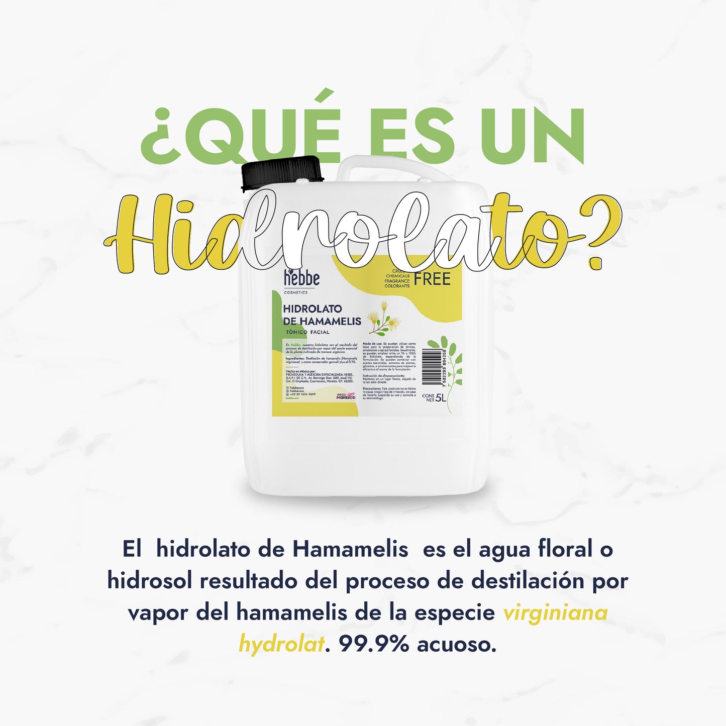 Hidrolato de Hamamelis | Facial y Corporal | Astringente, Purificante y Calmante