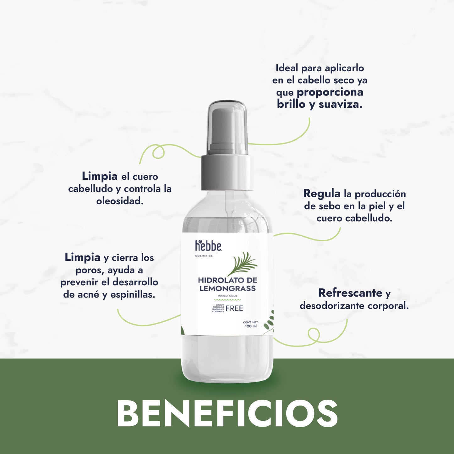 Hidrolato de Lemongrass | Facial y Corporal | Purificante, Astringente y Tonificante