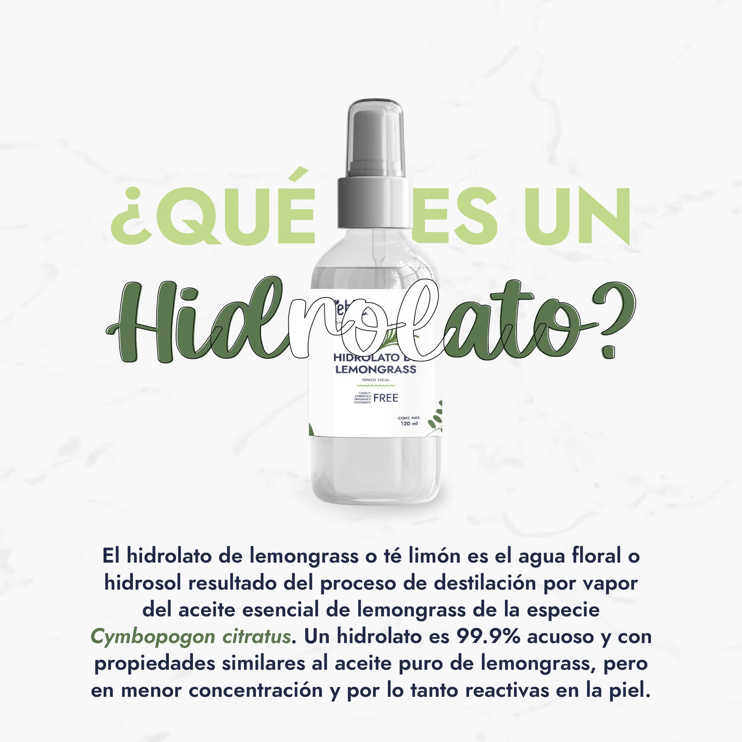 Hidrolato de Lemongrass | Facial y Corporal | Purificante, Astringente y Tonificante