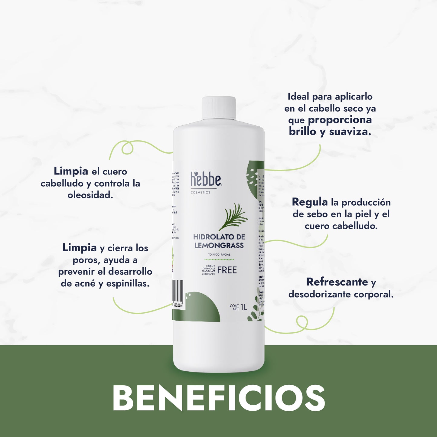 Hidrolato de Lemongrass | Facial y Corporal | Purificante, Astringente y Tonificante