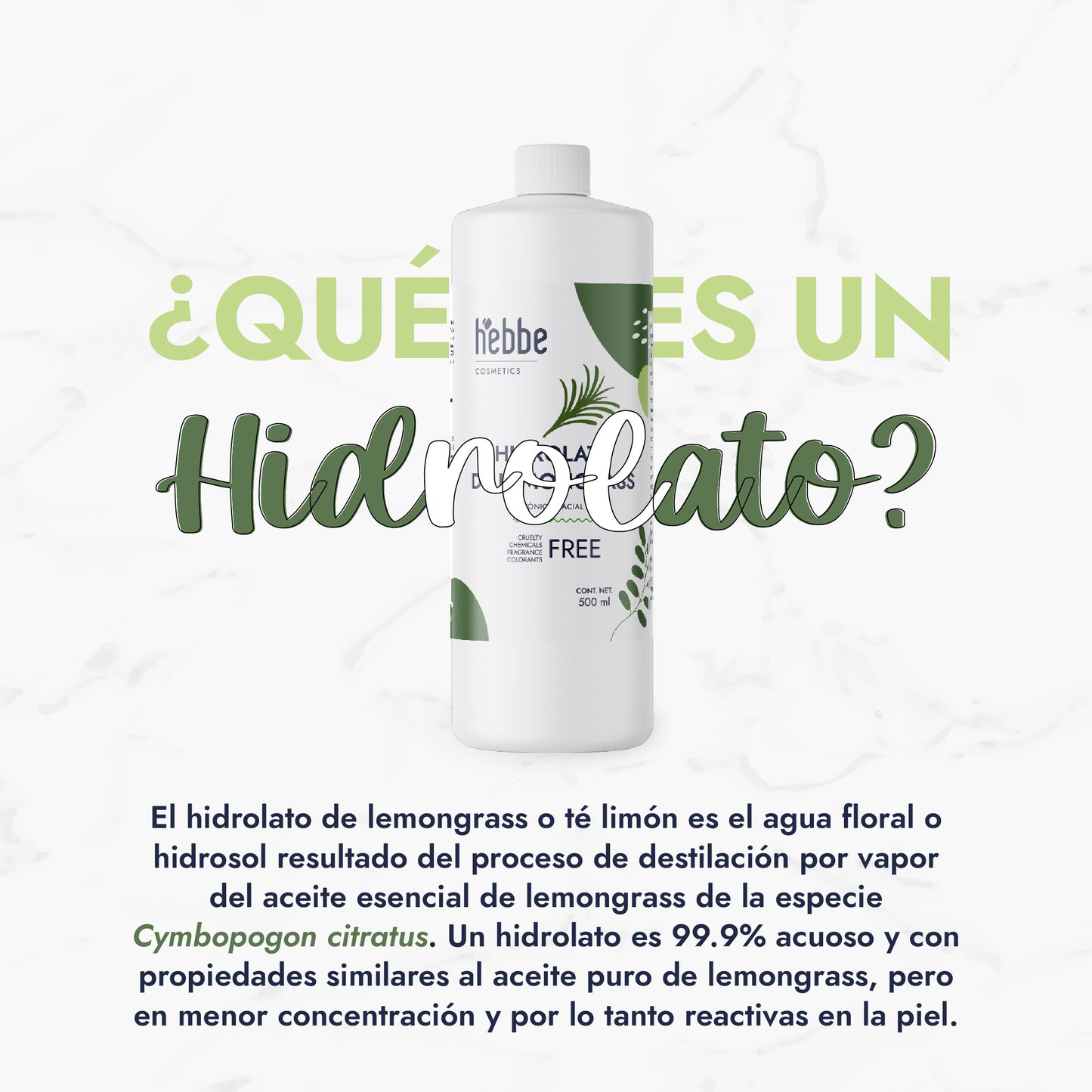 Hidrolato de Lemongrass | Facial y Corporal | Purificante, Astringente y Tonificante