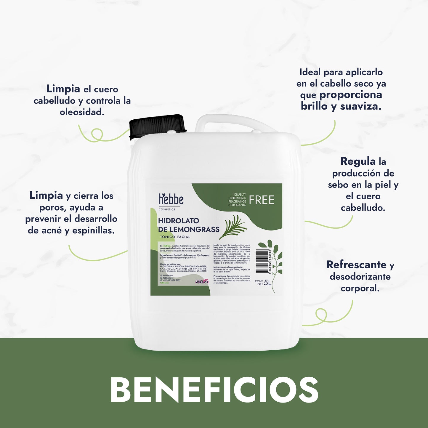 Hidrolato de Lemongrass | Facial y Corporal | Purificante, Astringente y Tonificante