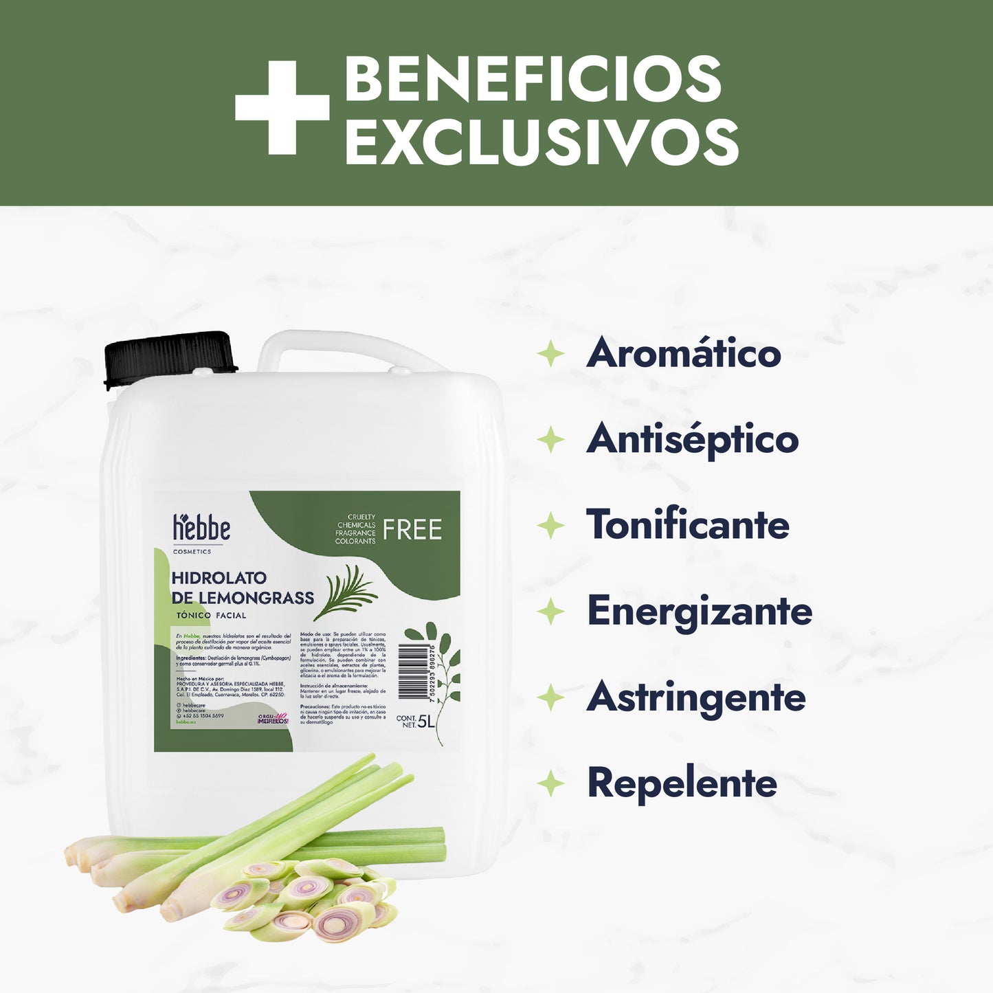 Hidrolato de Lemongrass | Facial y Corporal | Purificante, Astringente y Tonificante