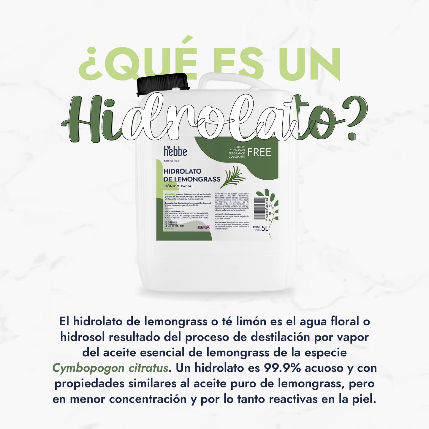 Hidrolato de Lemongrass | Facial y Corporal | Purificante, Astringente y Tonificante