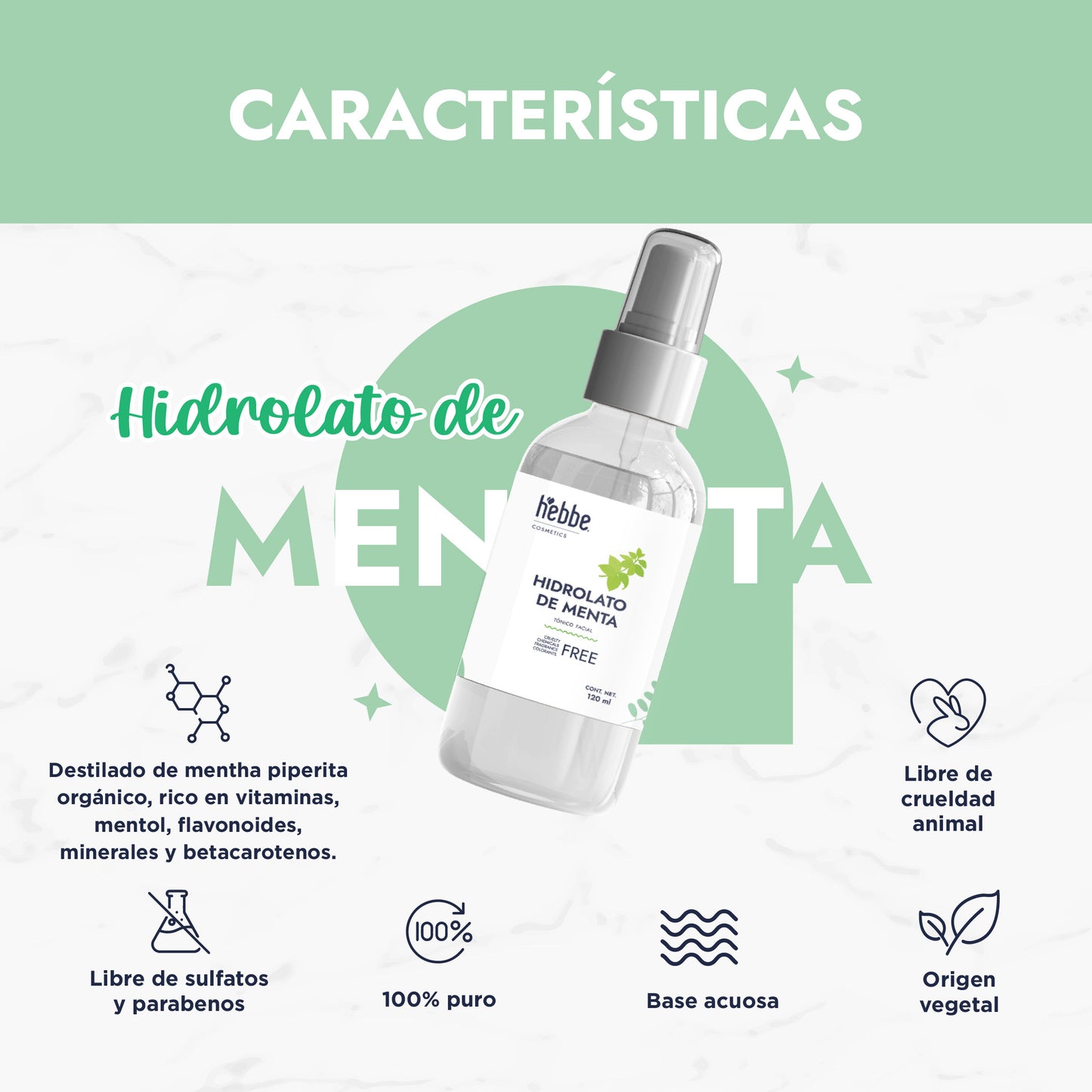 Hidrolato de Menta | Facial y Corporal | Refrescante, Astringente y Purificante