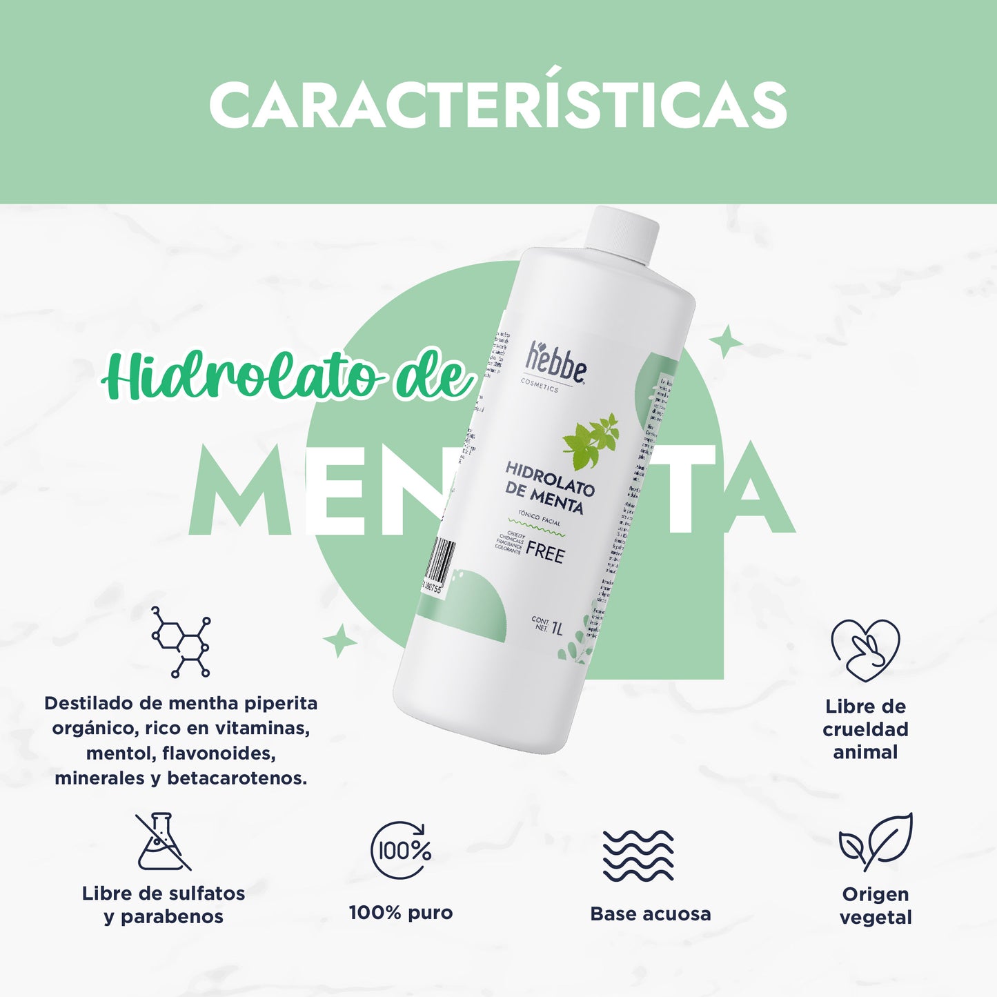 Hidrolato de Menta | Facial y Corporal | Refrescante, Astringente y Purificante