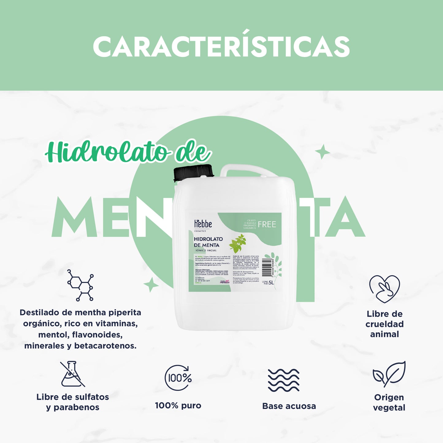 Hidrolato de Menta | Facial y Corporal | Refrescante, Astringente y Purificante
