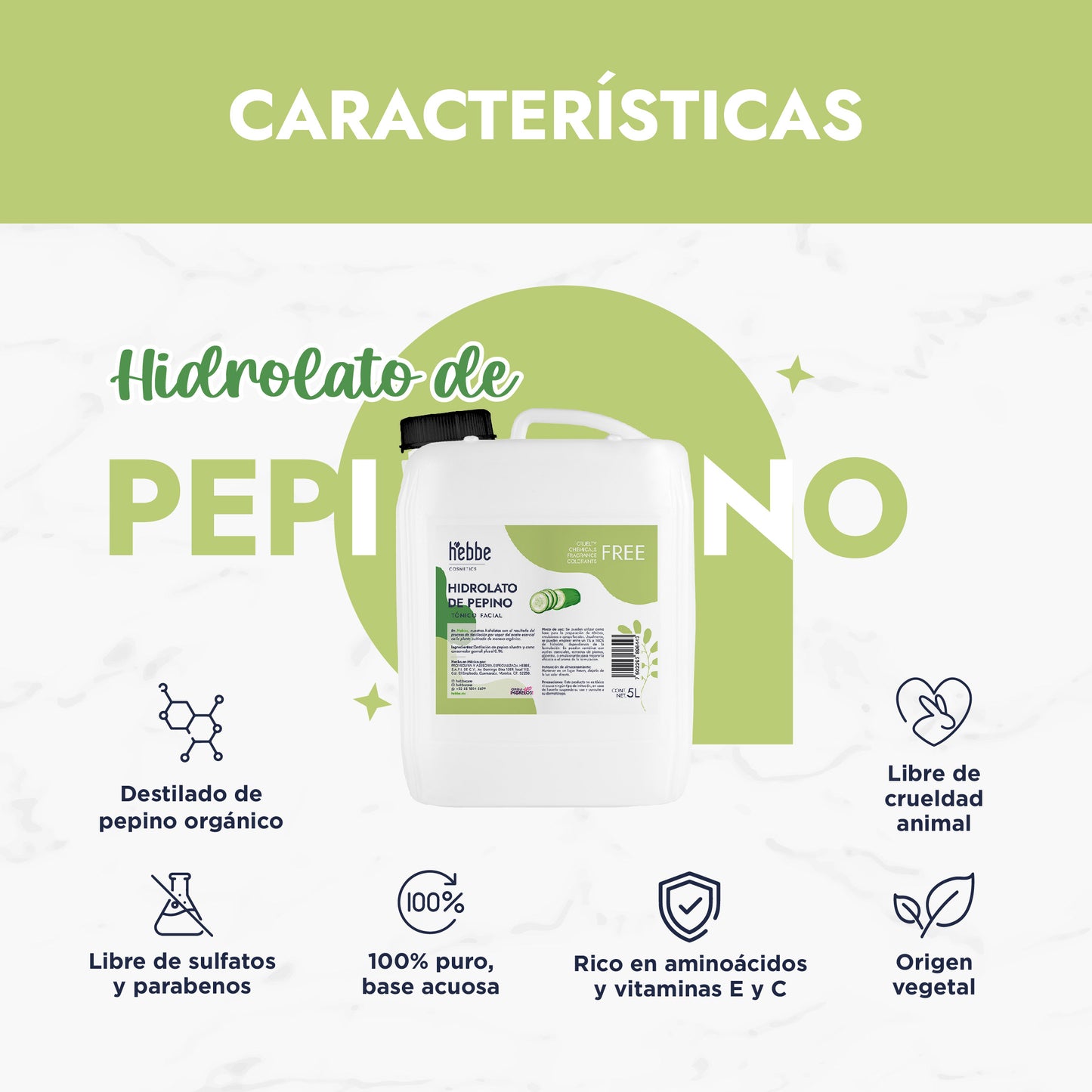 Hidrolato de Pepino | Facial y Corporal | Descongestivo, Refrescante e Hidratante