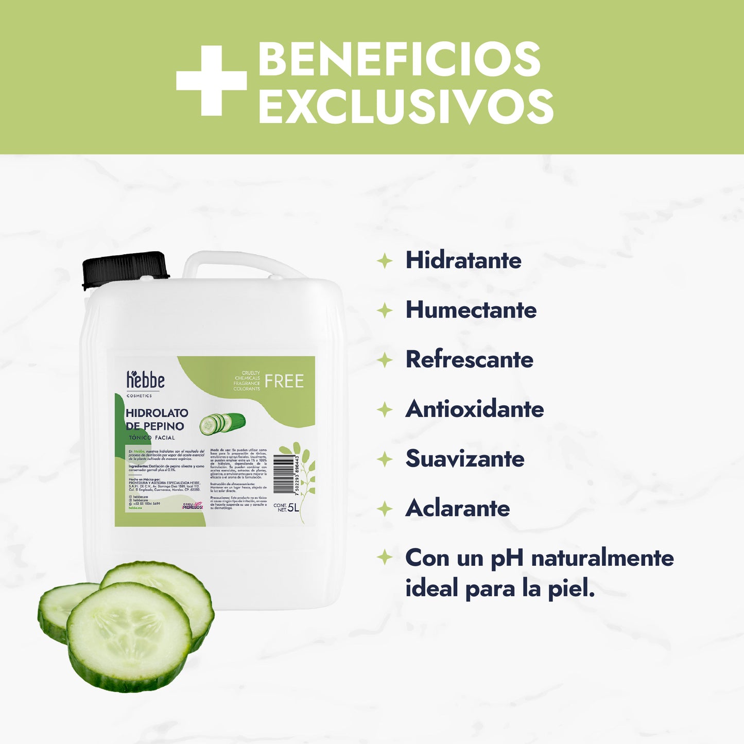 Hidrolato de Pepino | Facial y Corporal | Descongestivo, Refrescante e Hidratante