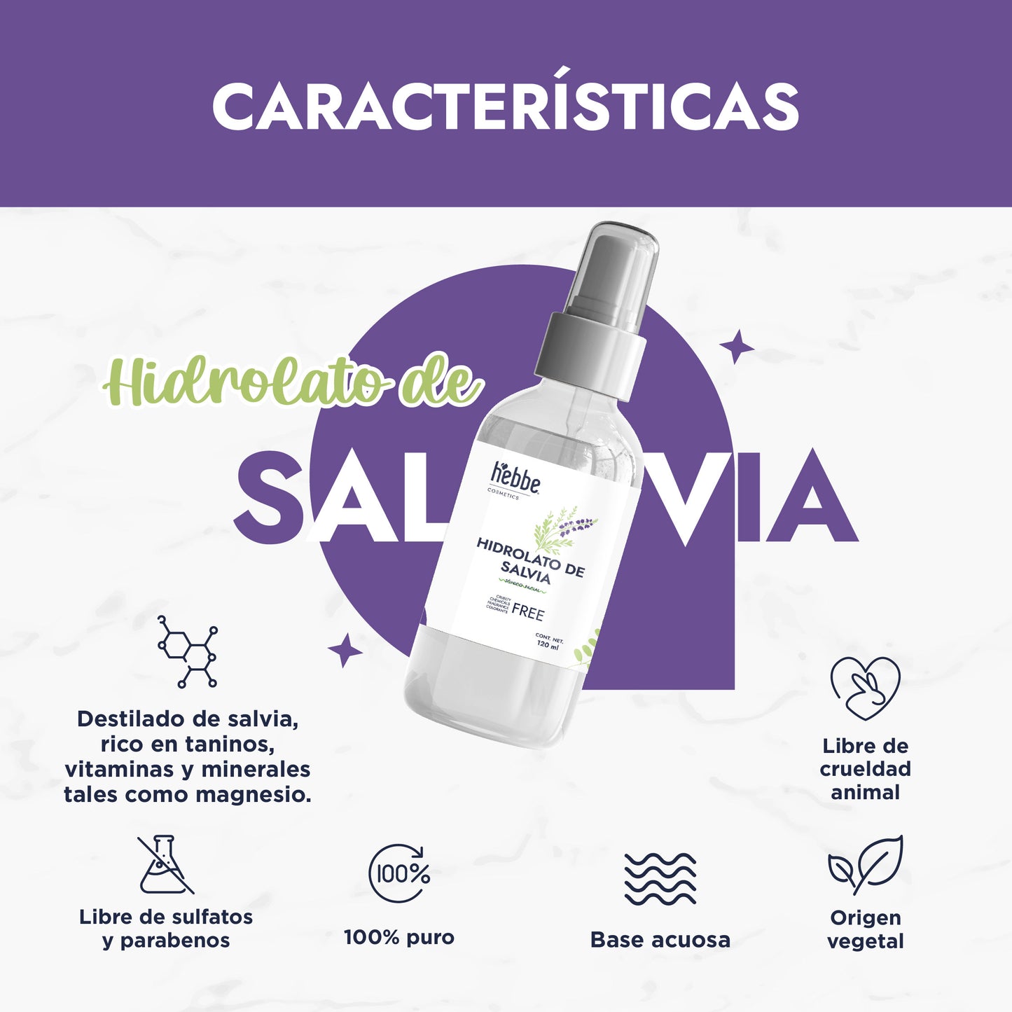 Hidrolato de Salvia | Facial y Corporal | Purificante, Seborregulador y Astringente