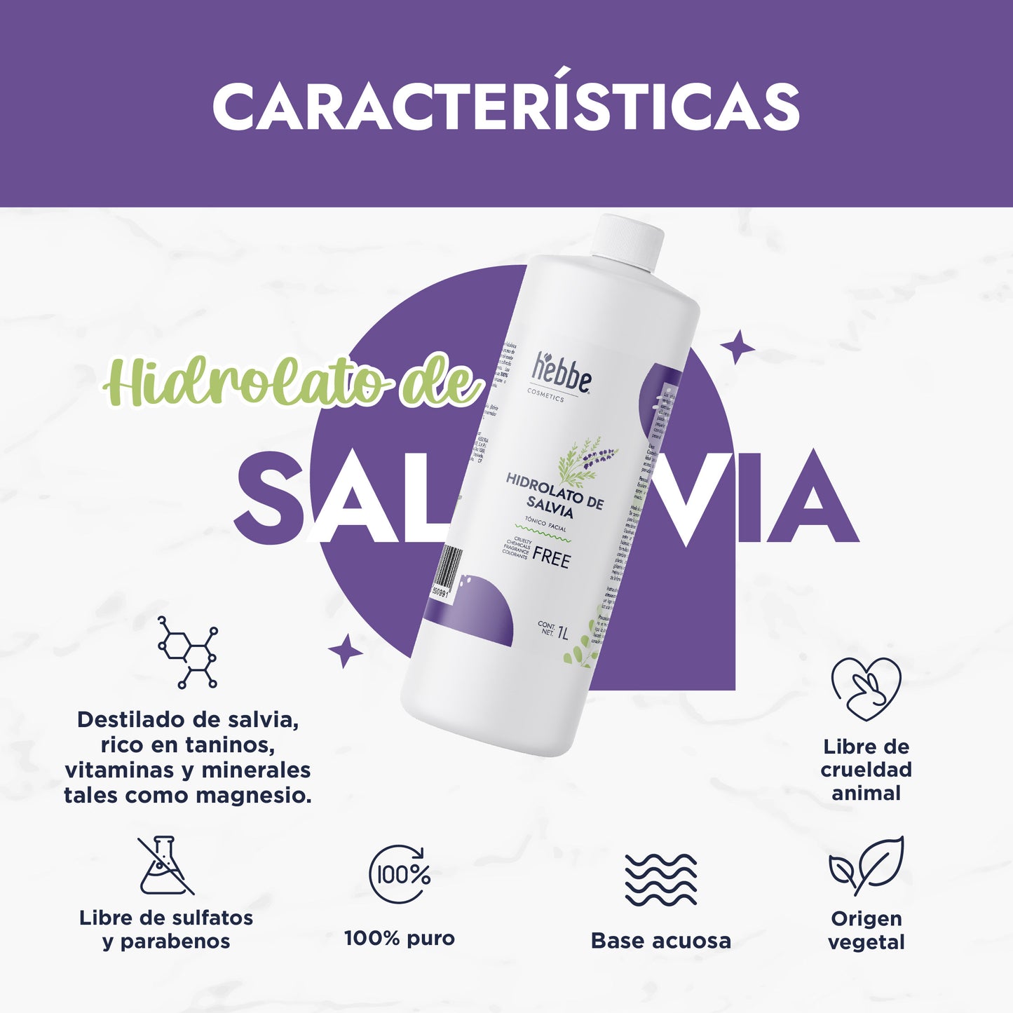 Hidrolato de Salvia | Facial y Corporal | Purificante, Seborregulador y Astringente